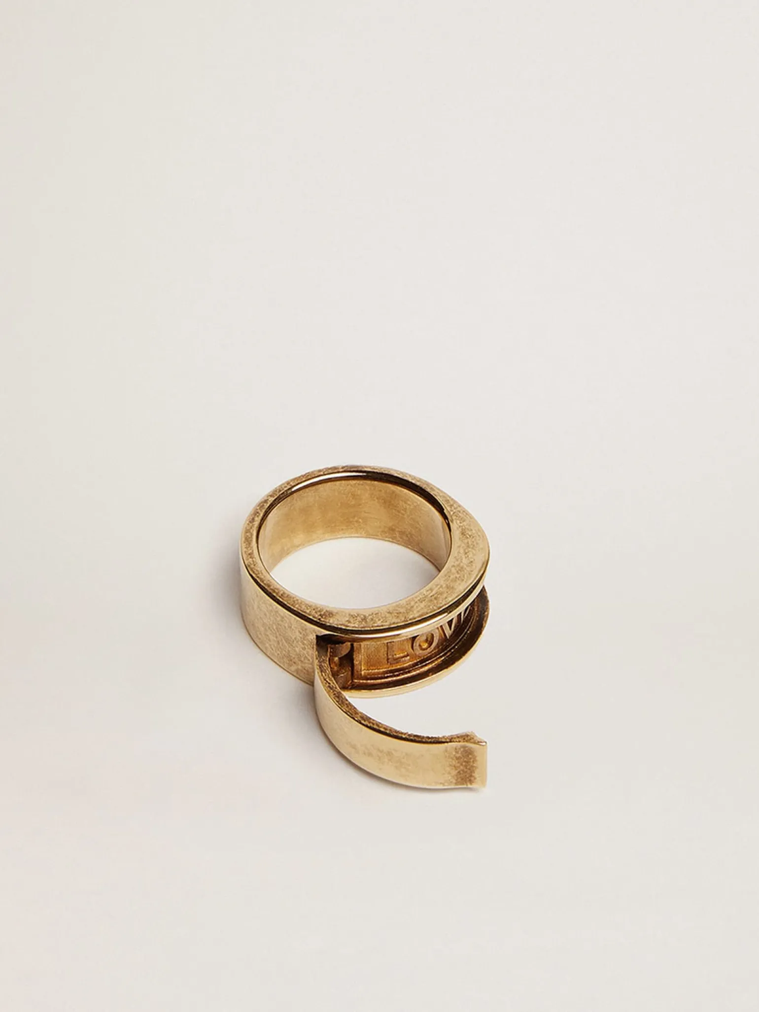 Outlet Anel feminino cor ouro velho com mensagem escondida MULHER Jewels | Joias