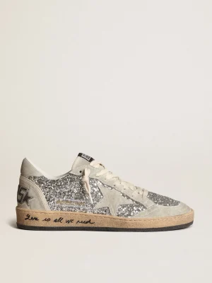 Store Ball Star de glitter prateado com inserções de suede cor gelo MULHER Ball Star