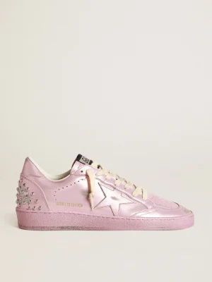 Outlet Ball Star LAB feminino de couro metálico rosa com tachas MULHER Ball Star