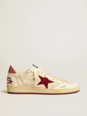 Store Ball Star LTD de náilon com estrela de suede cor de romã e talão de couro Ball Star