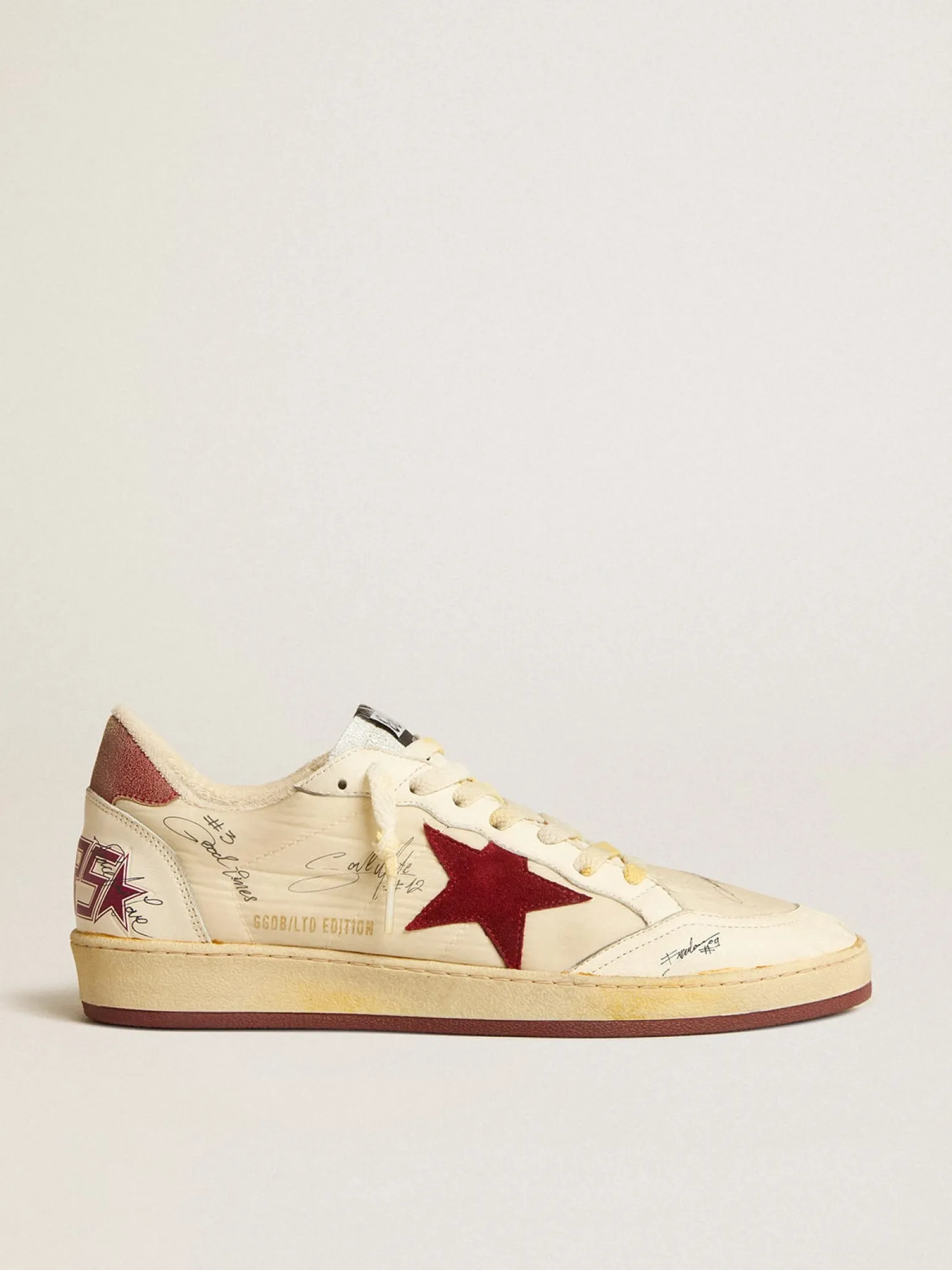 Store Ball Star LTD de náilon com estrela de suede cor de romã e talão de couro Ball Star