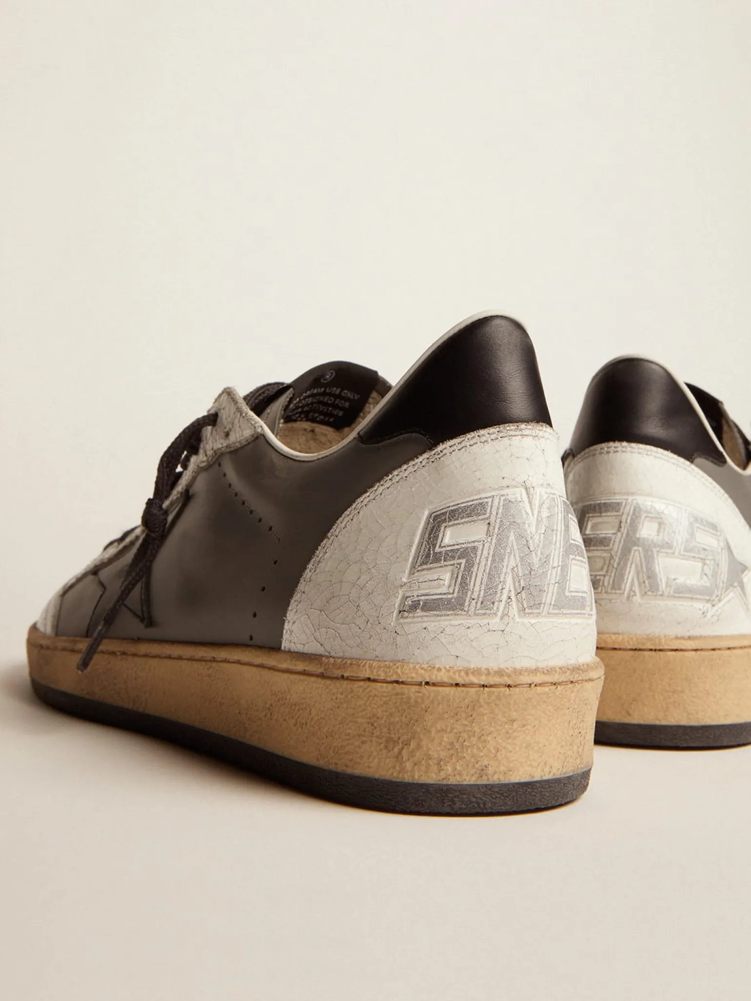 Online Ball Star masculino de couro cinza com estrela e talão pretos Ball Star