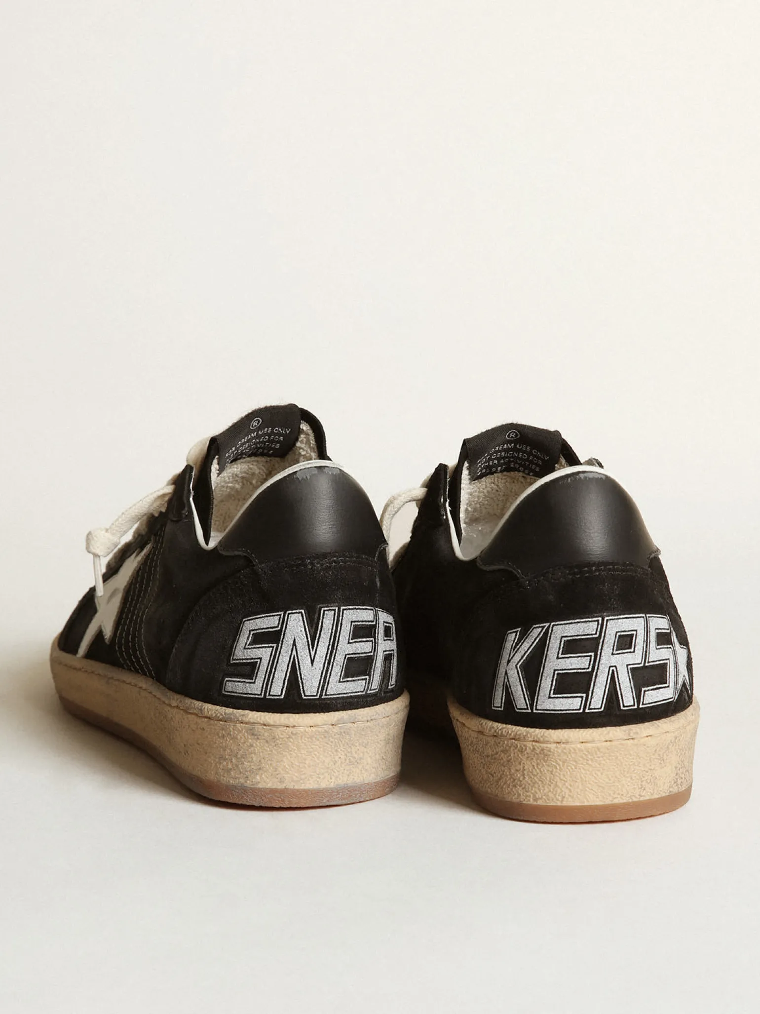 Fashion Ball Star masculino de suede preto com estrela de couro branco Ball Star