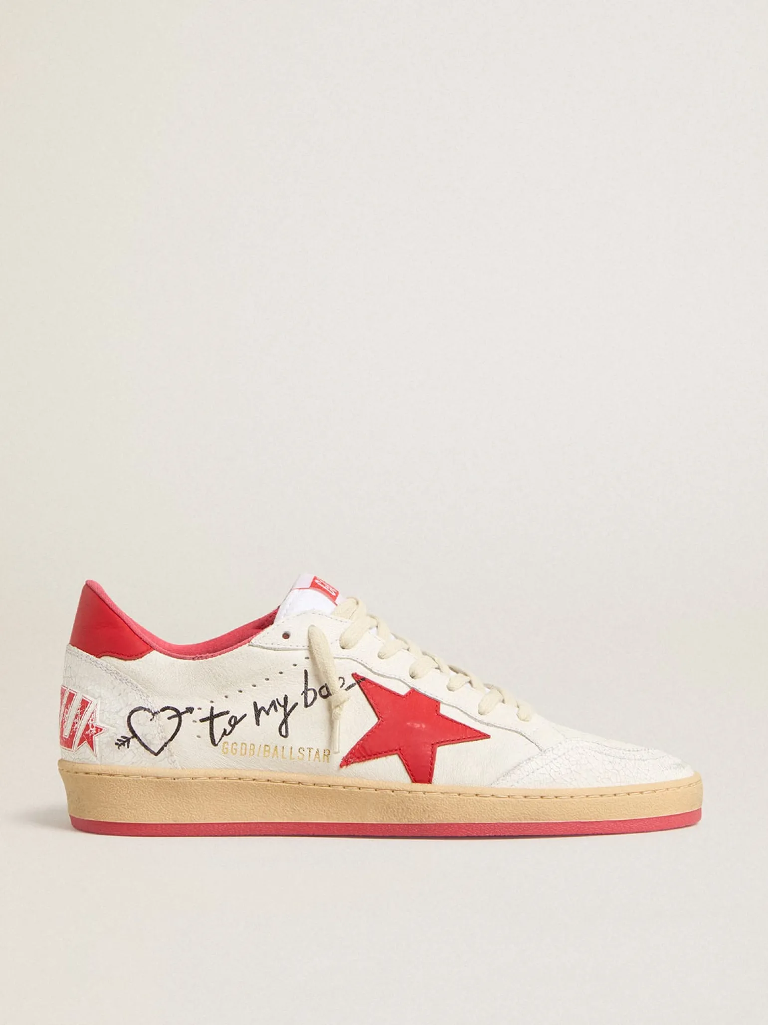 Clearance Ball Star Wishes Feminino de couro branco com estrela e talão vermelhos MULHER Ball Star