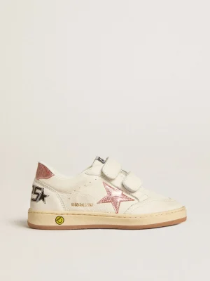 New Ball Star Young de napa com estrela e talão de glitter rosa pêssego Meninas (4-10 anos)