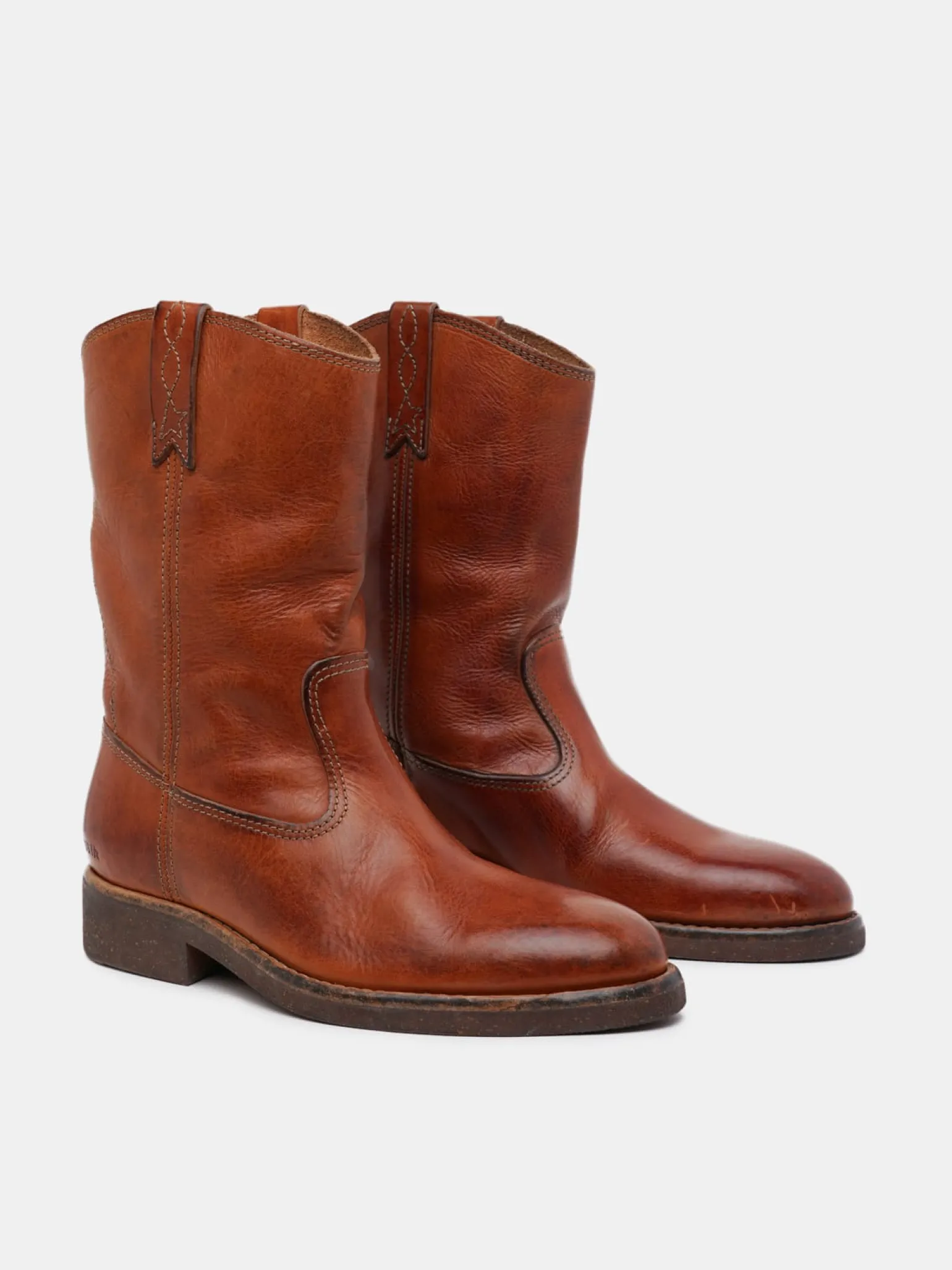 Outlet Biker boots in tan-colored leather MULHER Botas