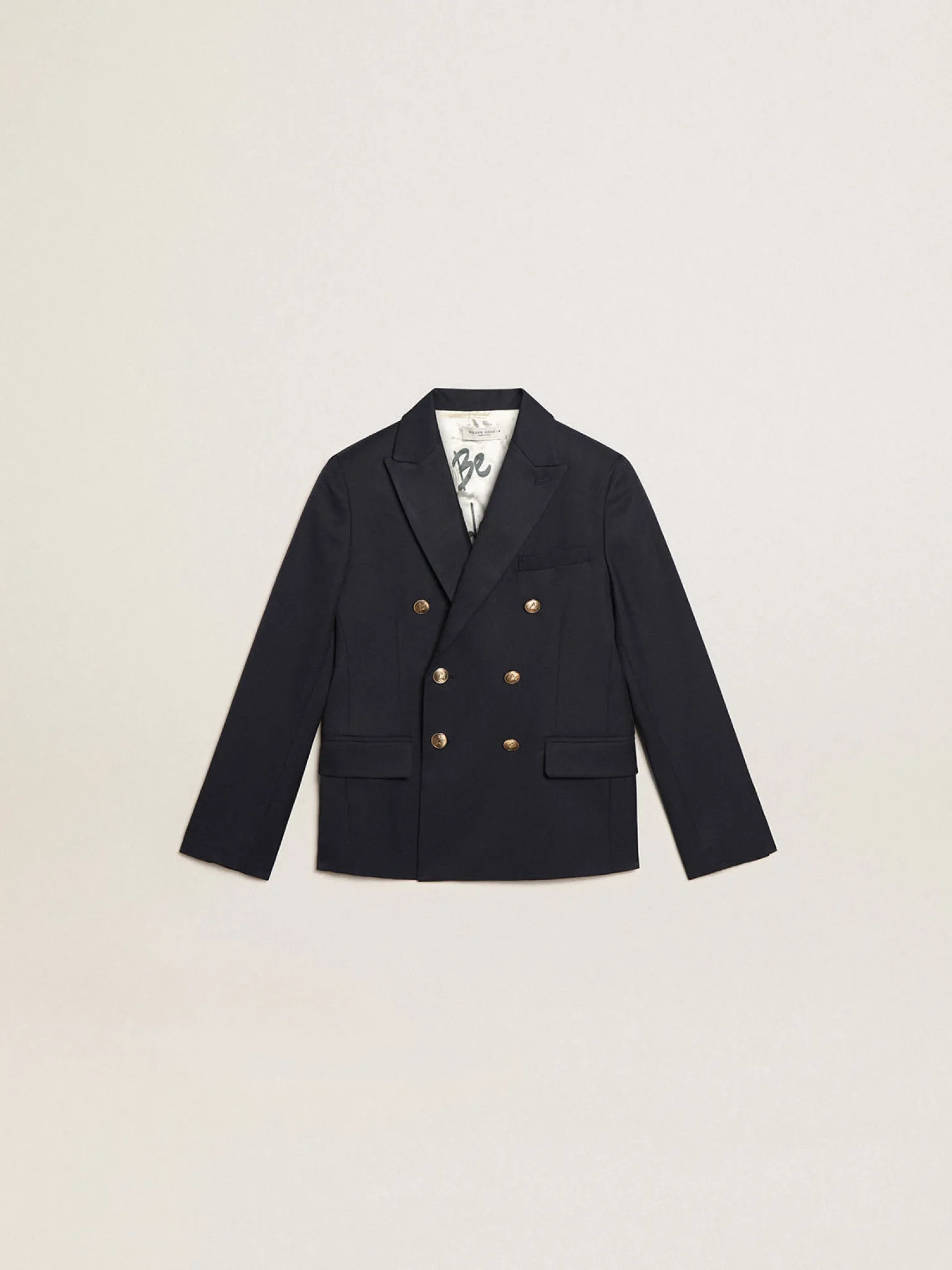 Flash Sale Blazer de abotoamento duplo infantil masculino azul-escuro com botões Roupas de cima (4-12 years) | Roupas de cima (4-12 years)