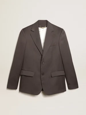 Best Blazer de abotoamento simples de lã cinza Blazers