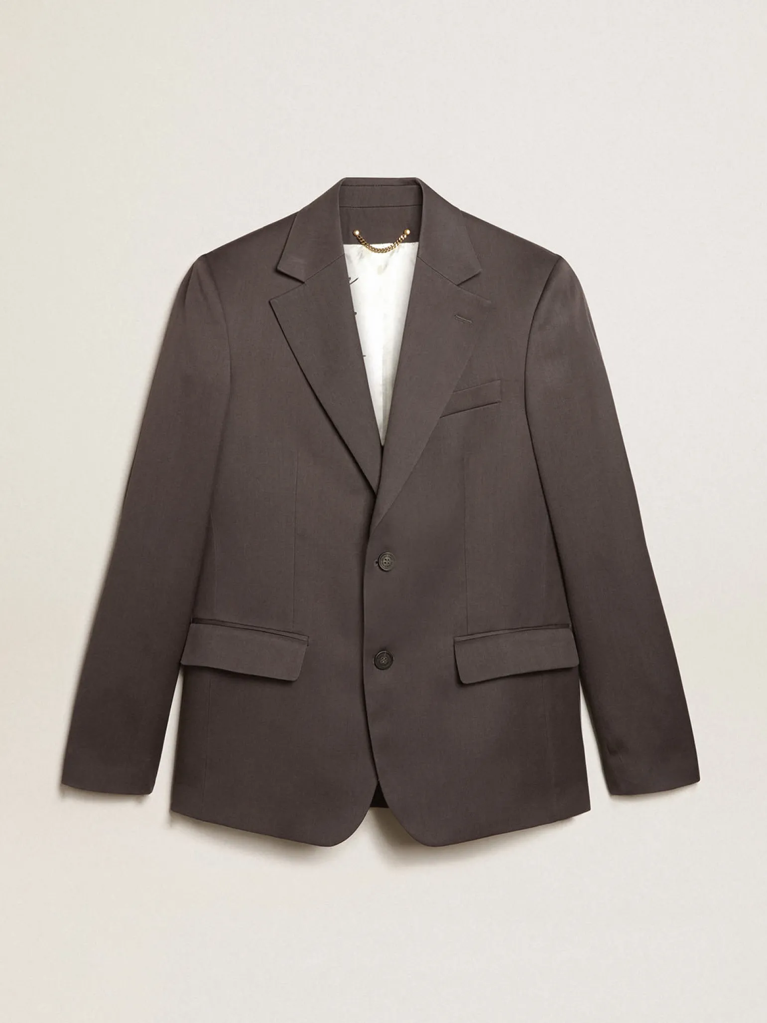 Best Blazer de abotoamento simples de lã cinza Blazers