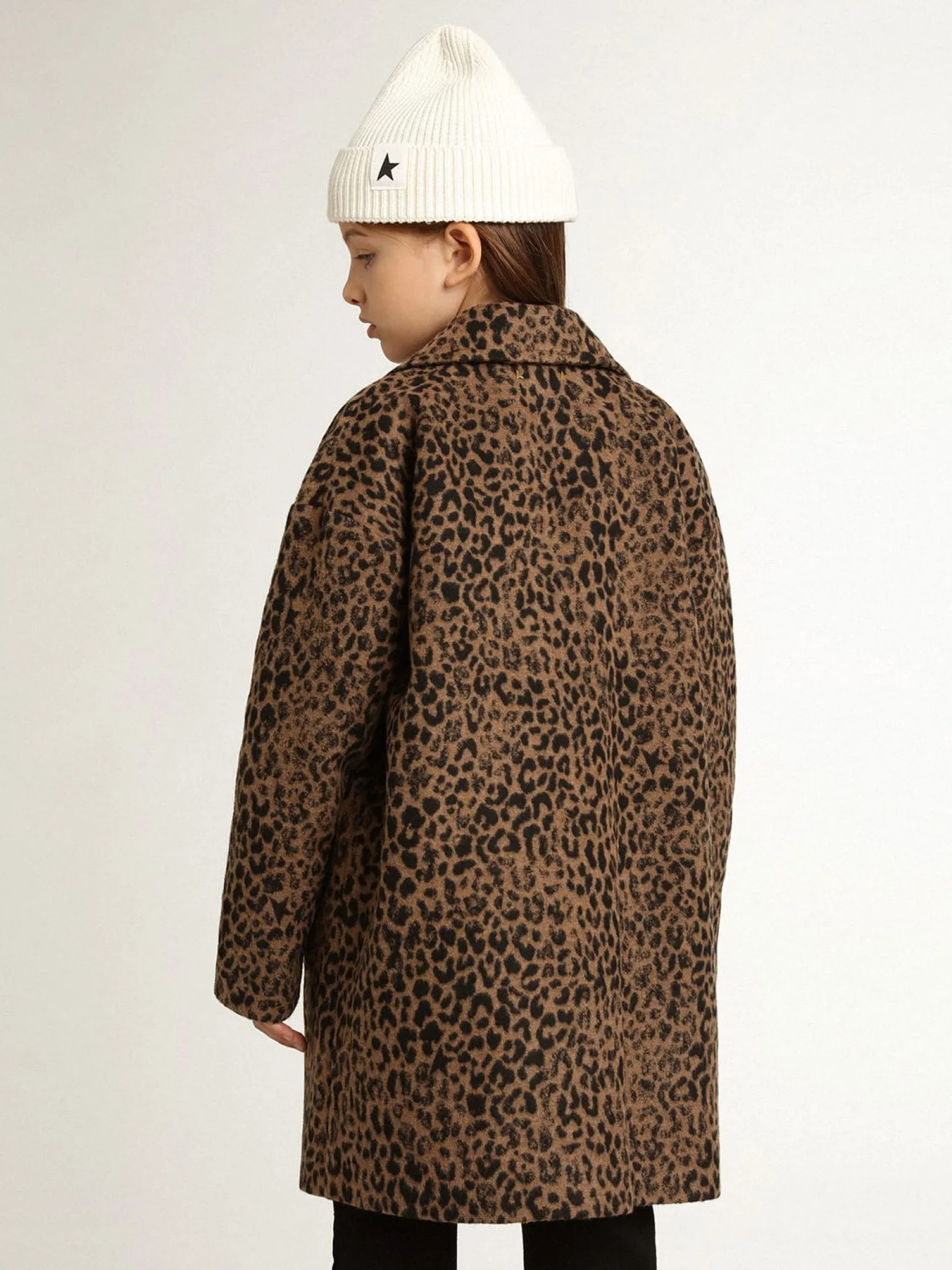 Flash Sale Blazer de abotoamento simples de lã infantil feminino, animal print jacquard Roupas de cima (4-12 years)