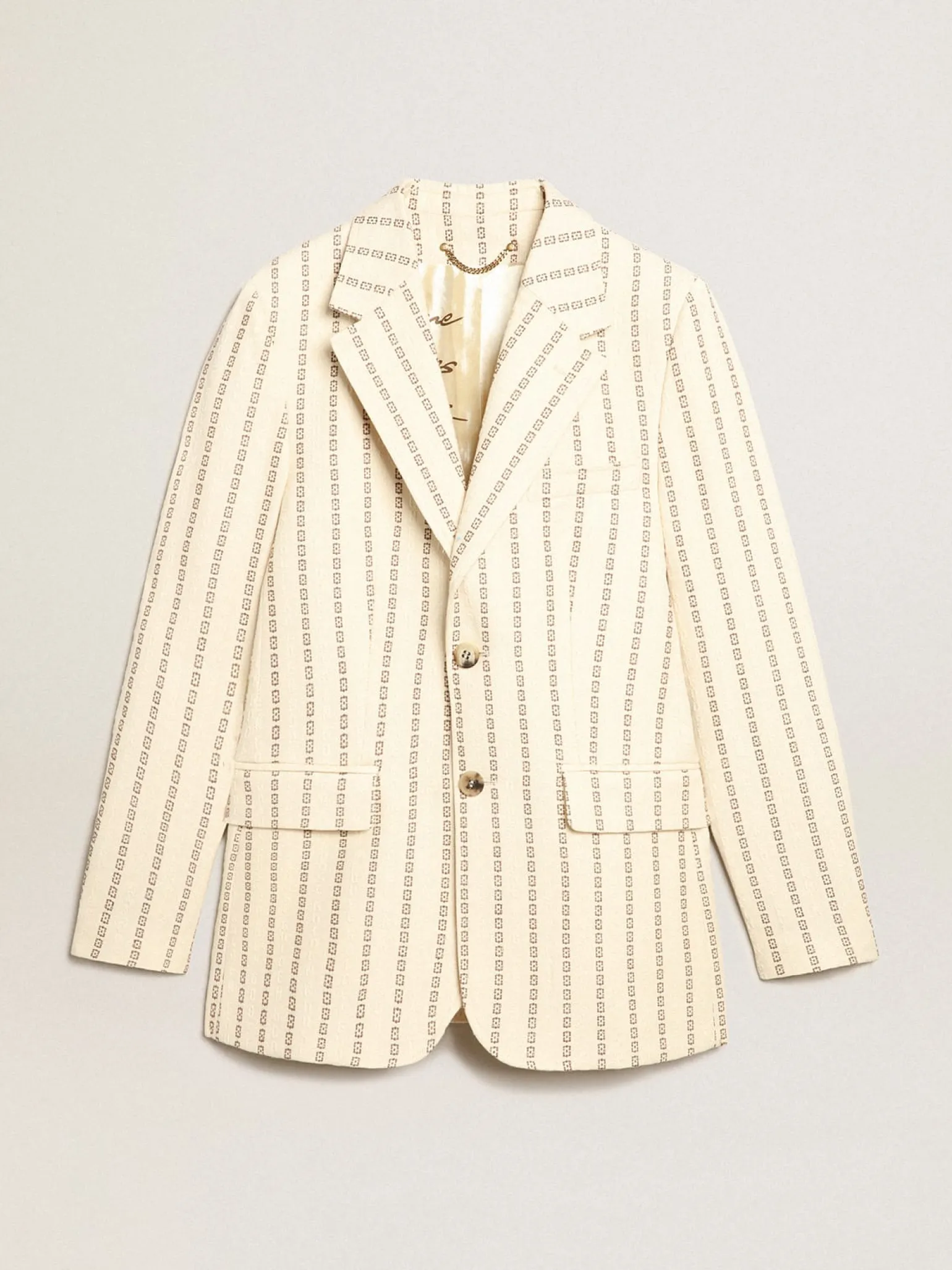 Outlet Blazer de abotoamento simples de algodão creme e estampa jacquard MULHER Blazers