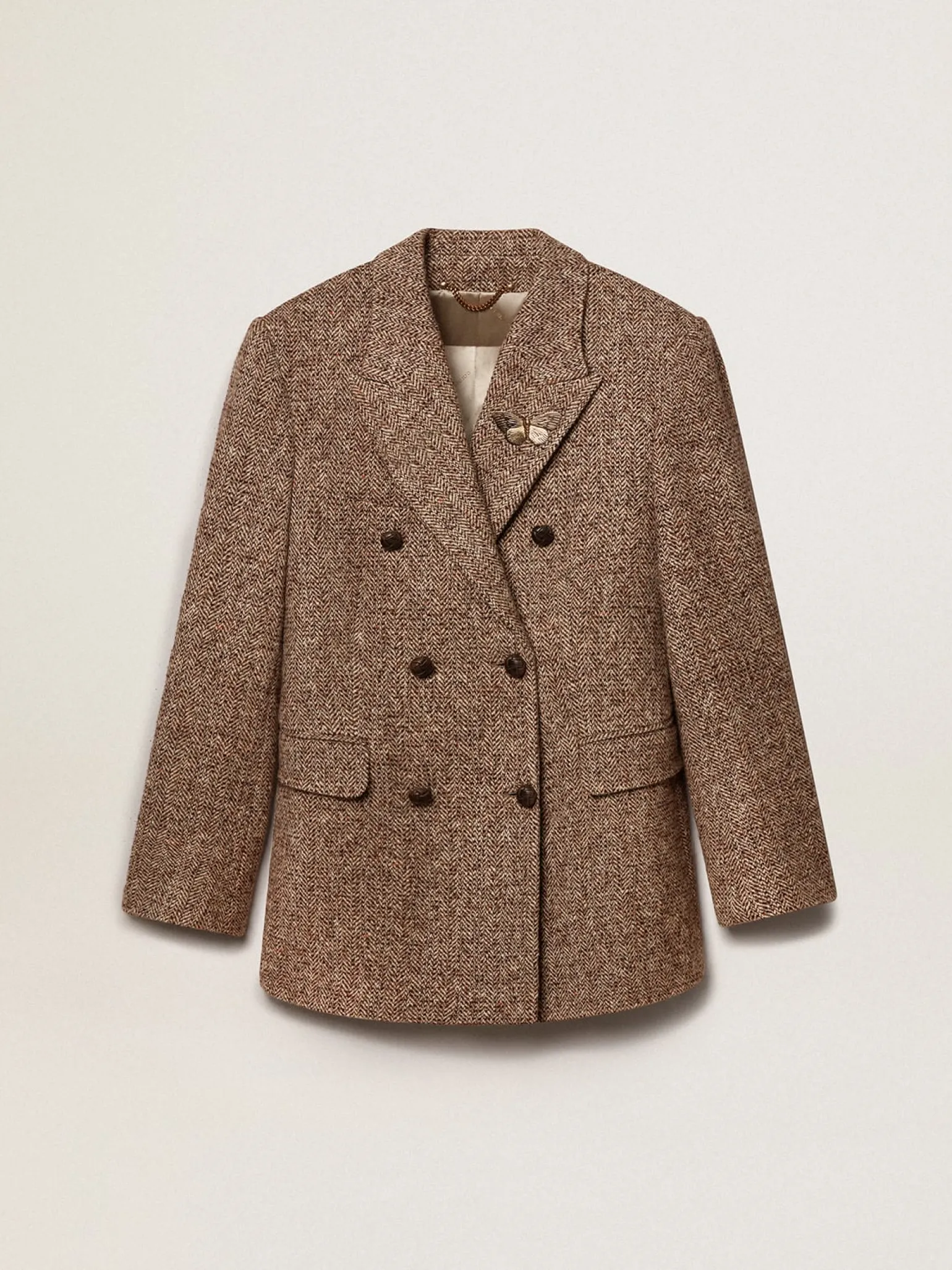 Outlet Blazer feminino de abotoamento duplo marrom com fecho com botões MULHER Blazers