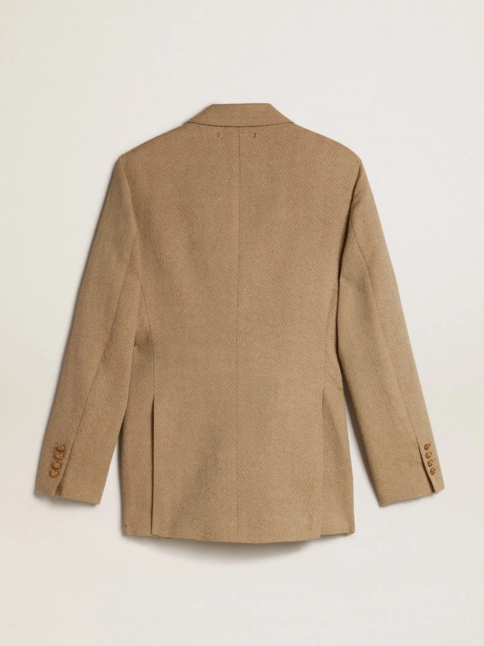 Sale Blazer feminino de abotoamento duplo de lã cor de faia clara MULHER Blazers