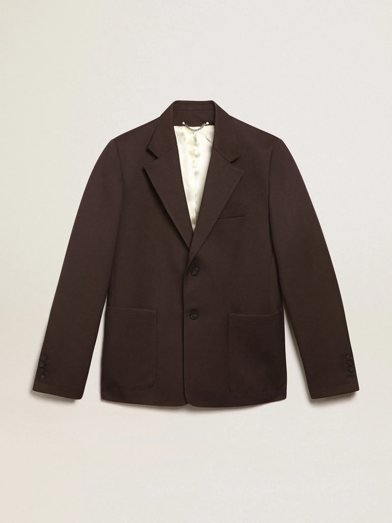 Sale Blazer masculino de abotoamento simples de gabardine de lã cor alcaçuz Blazers