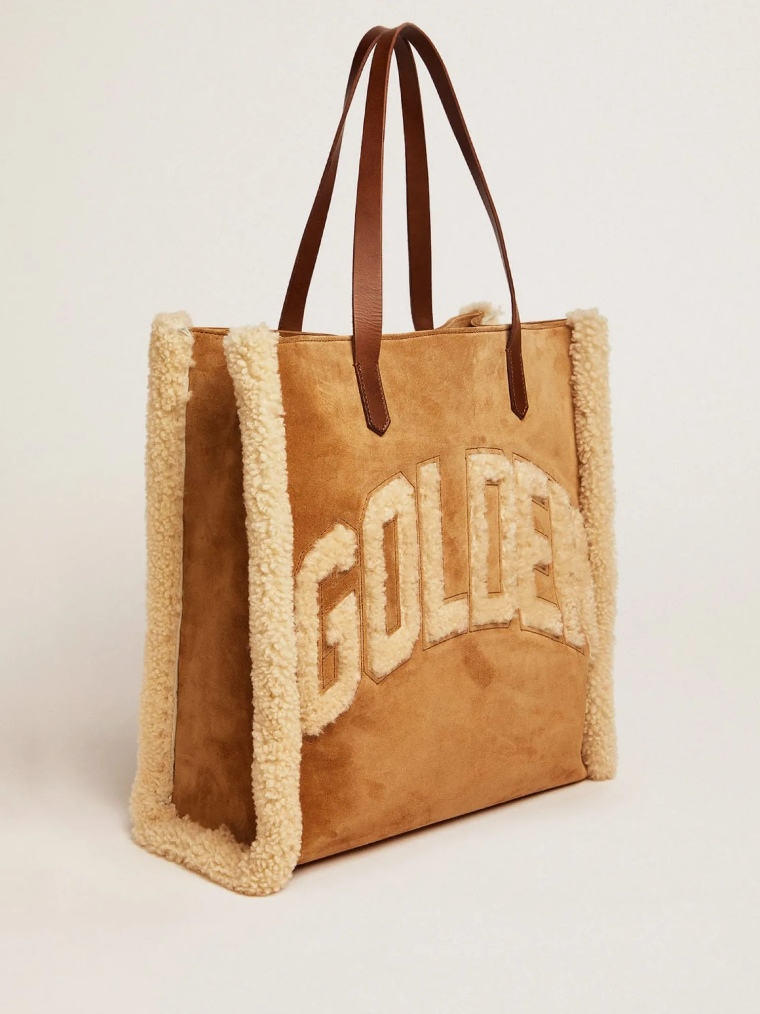Cheap Bolsa California North-South de camurça com shearling MULHER Bolsas de ombro | Bolsas de mão