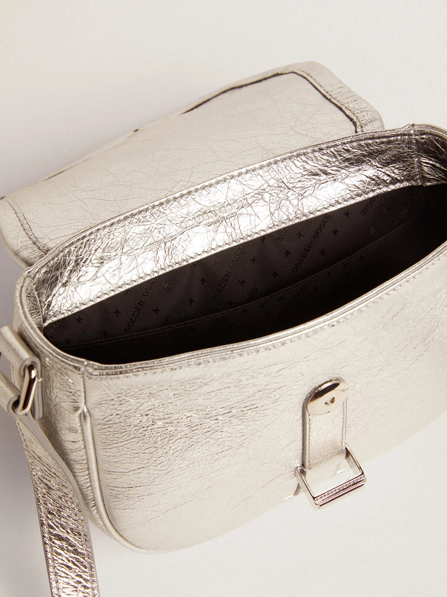 Outlet Bolsa Rodeo feminina pequena de couro metálico prateado MULHER Bolsas tiracolo