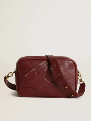 Flash Sale Bolsa Star feminina de couro bordô com estrela tom sobre tom MULHER Bolsas tiracolo