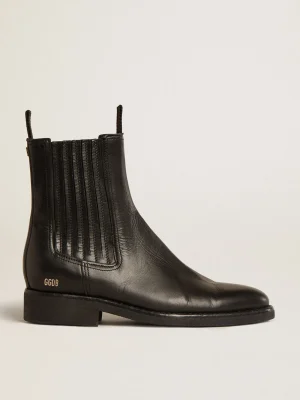 Store Botas Chelsea Femininas de couro preto MULHER Botas
