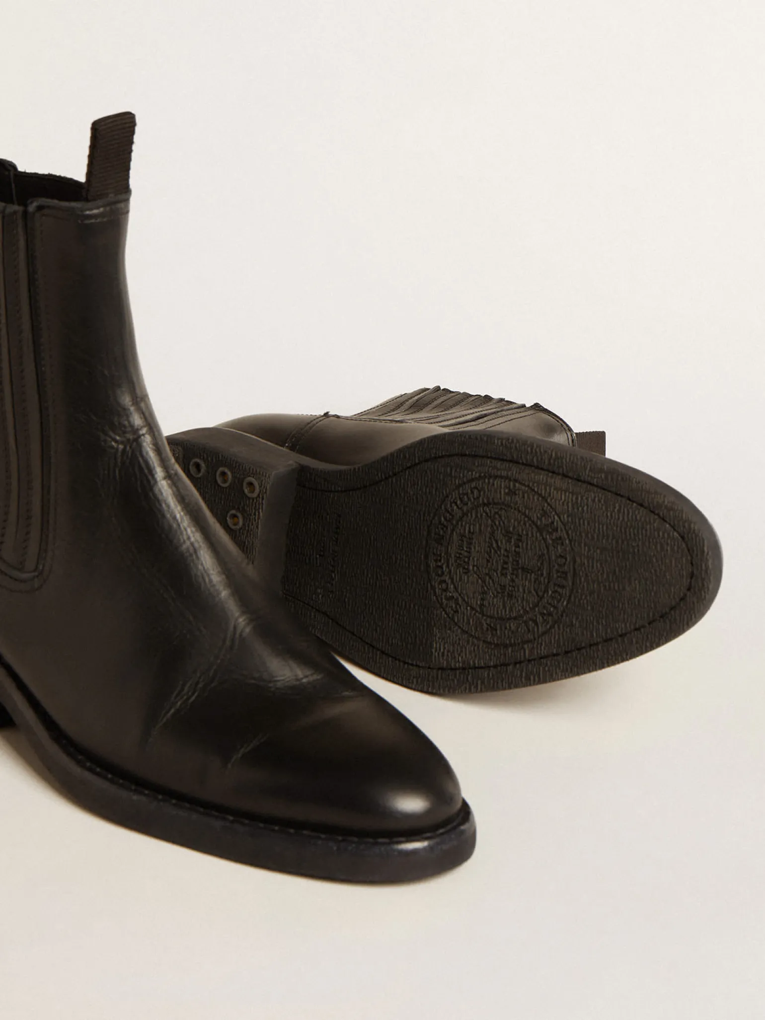 Store Botas Chelsea Femininas de couro preto MULHER Botas