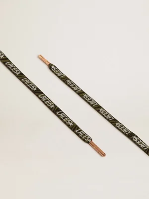 Sale Cadarços com estampa de zebra verde e preto com escritas Laces prateadas em contraste MULHER Cadarços | Cadarços