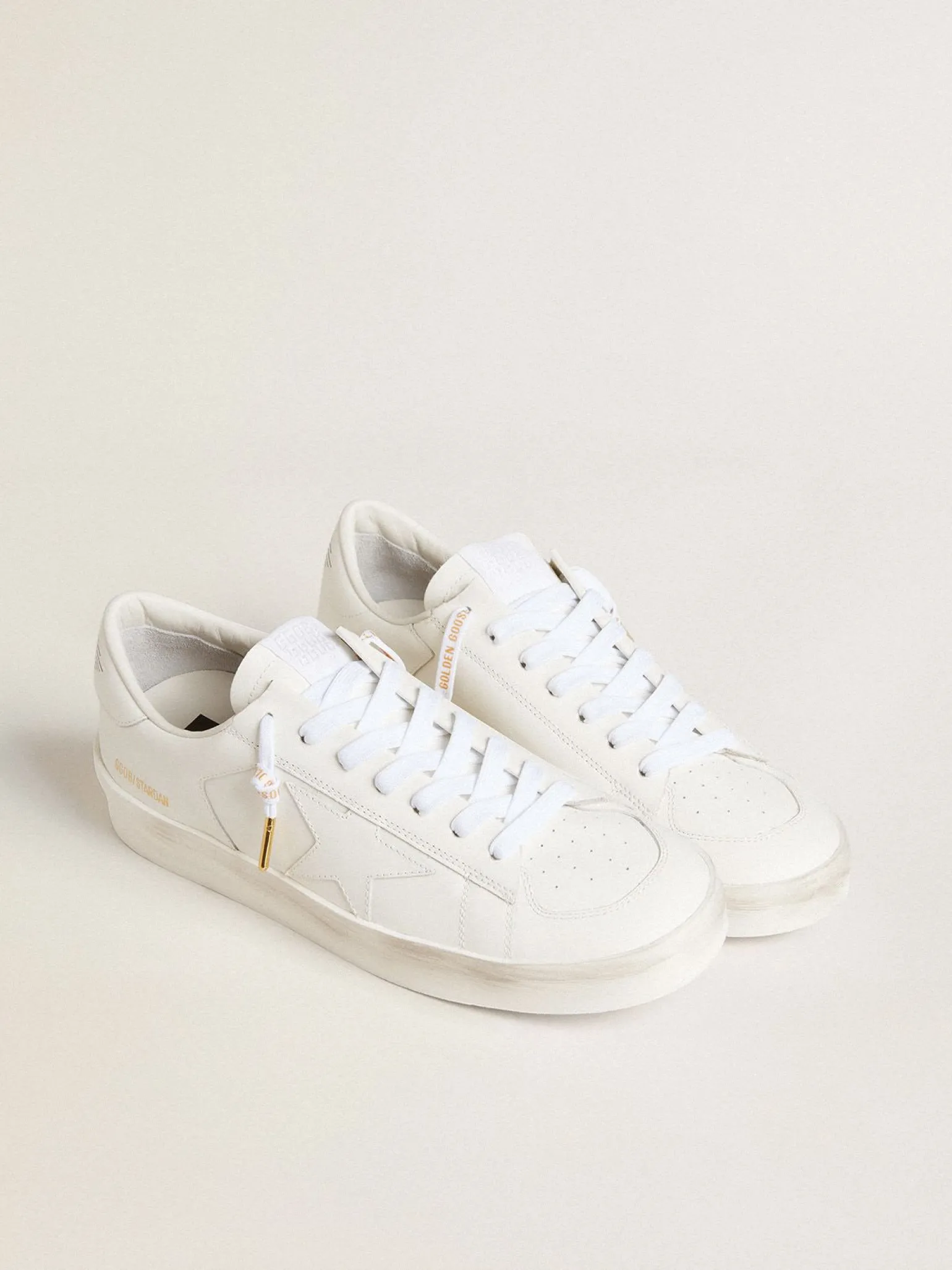 Best Sale Cadarços de algodão branco com logo dourado em contraste MULHER Cadarços | Cadarços