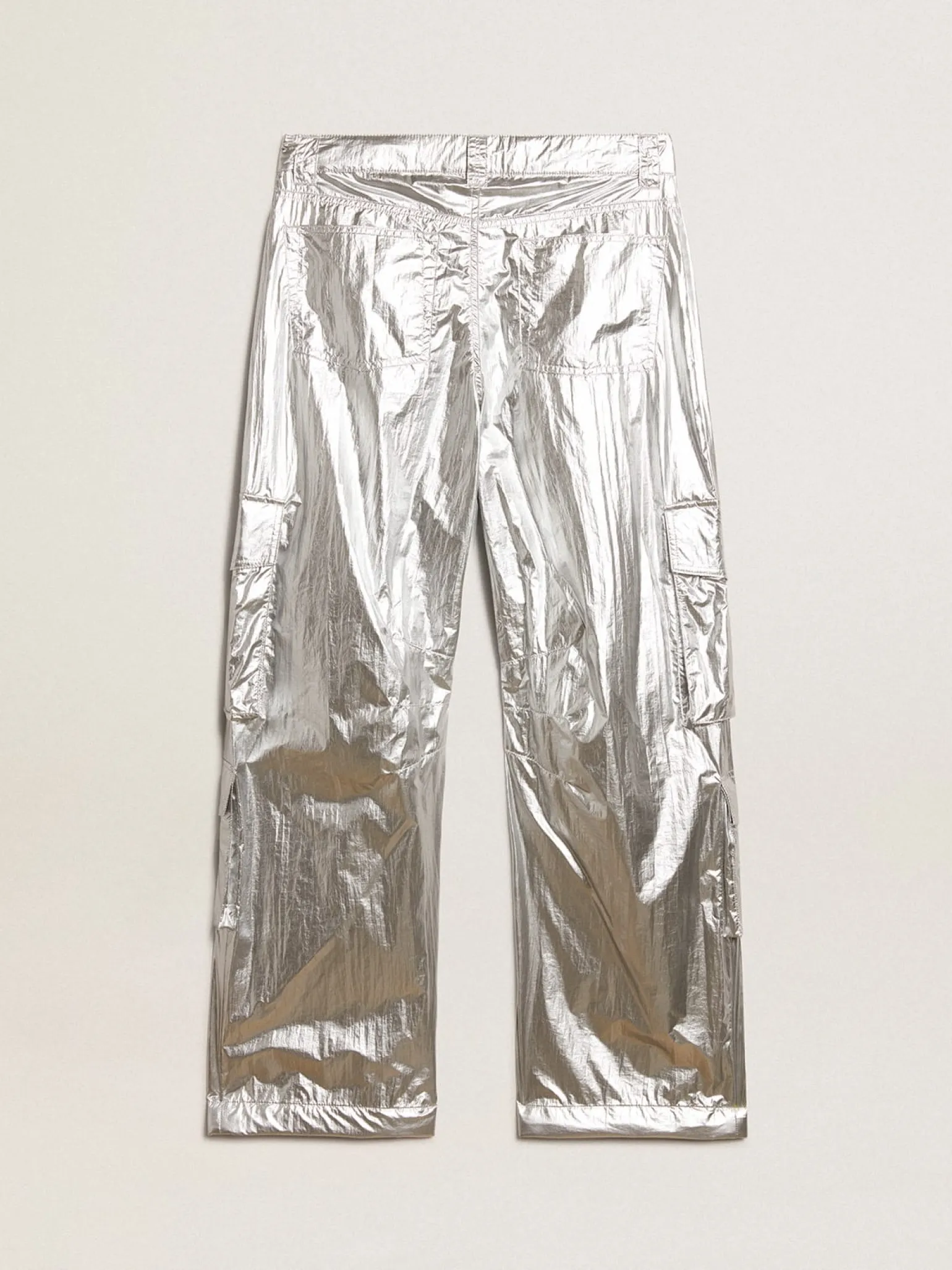 Shop Calça cargo feminina de tecido técnico prateado MULHER Jeans e calças