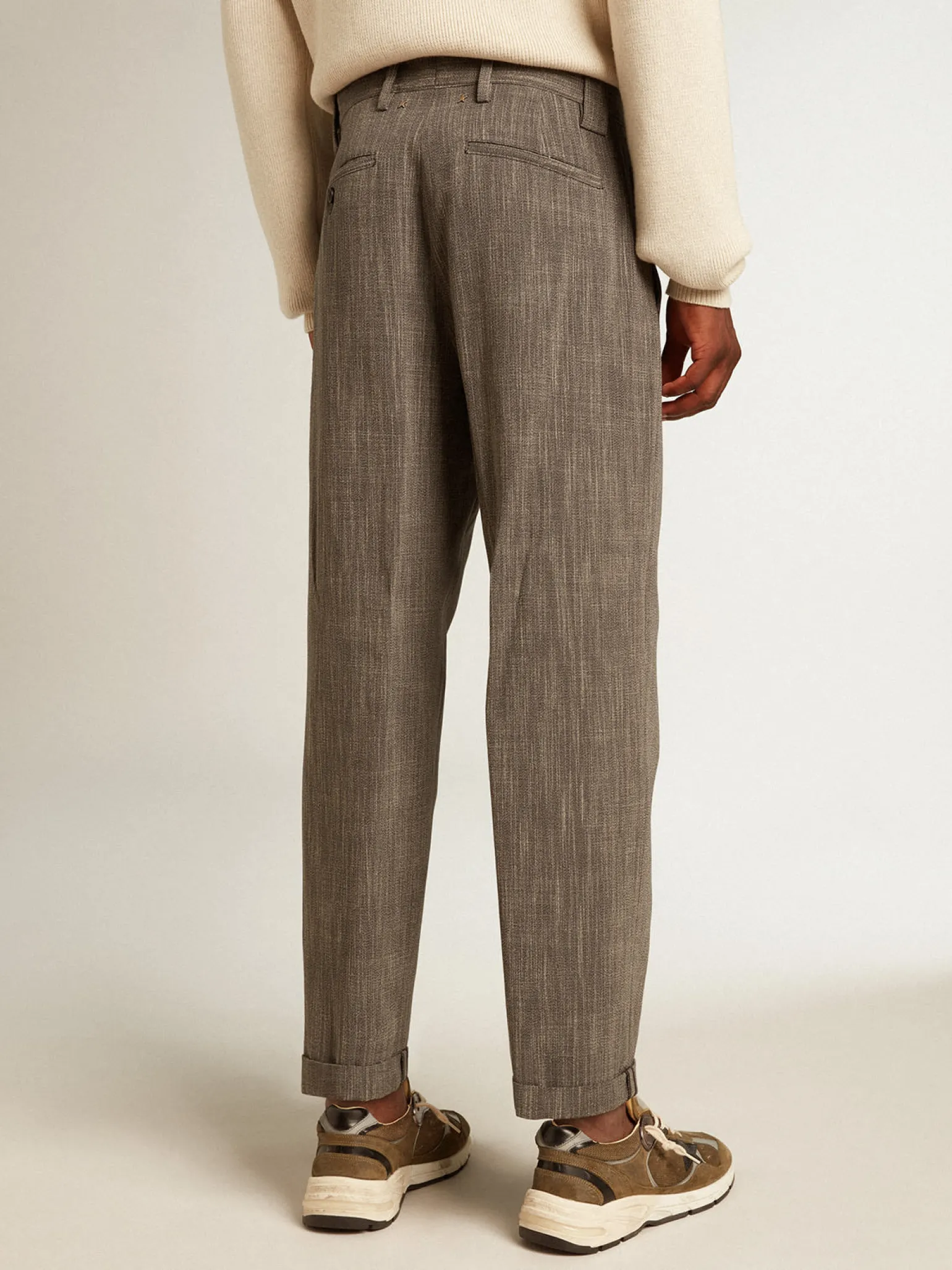 Discount Calça chino masculina em mistura de lã melange cinza Jeans e calças
