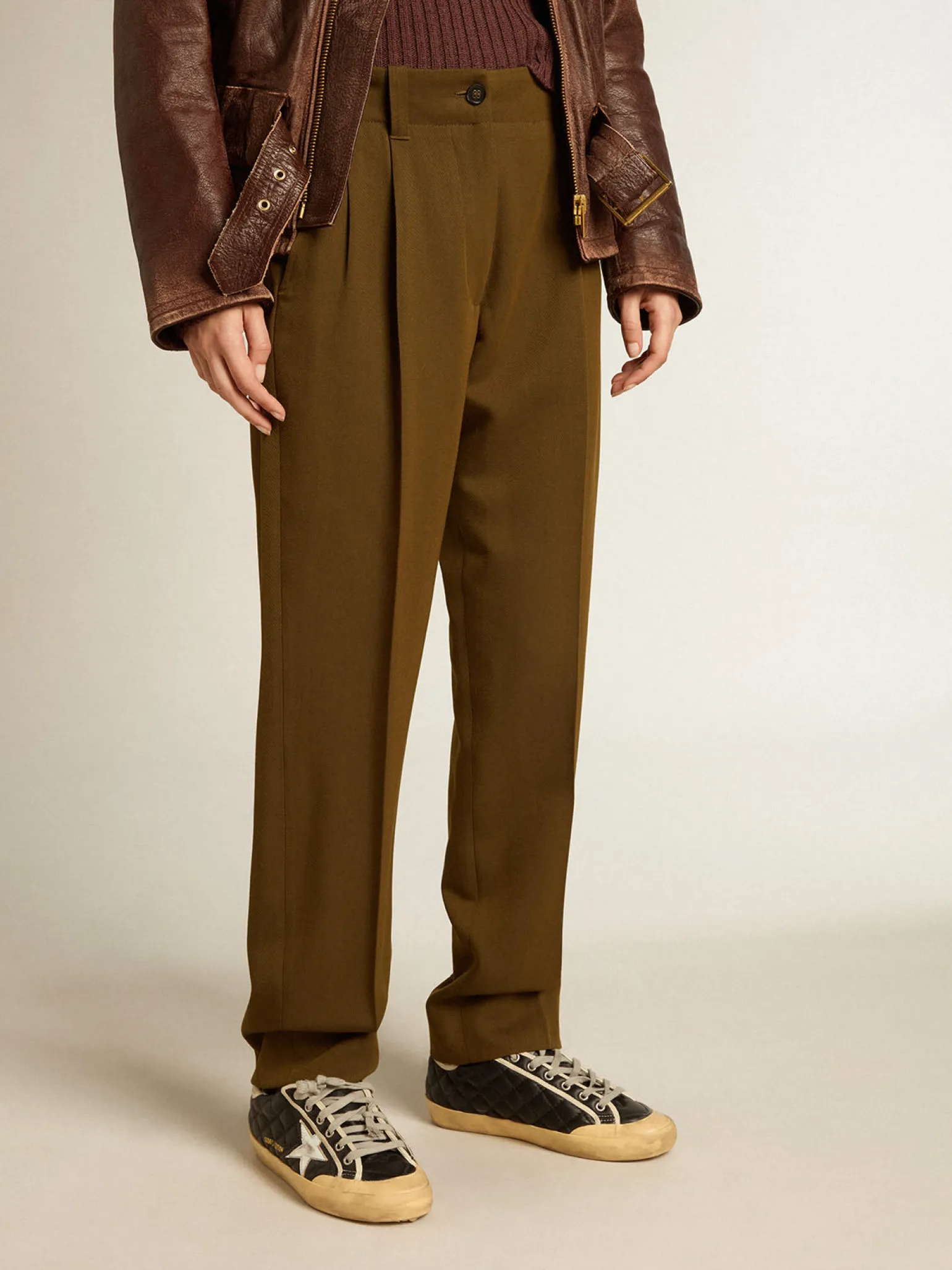 New Calça cor de faia misto lã e viscose MULHER Jeans e calças