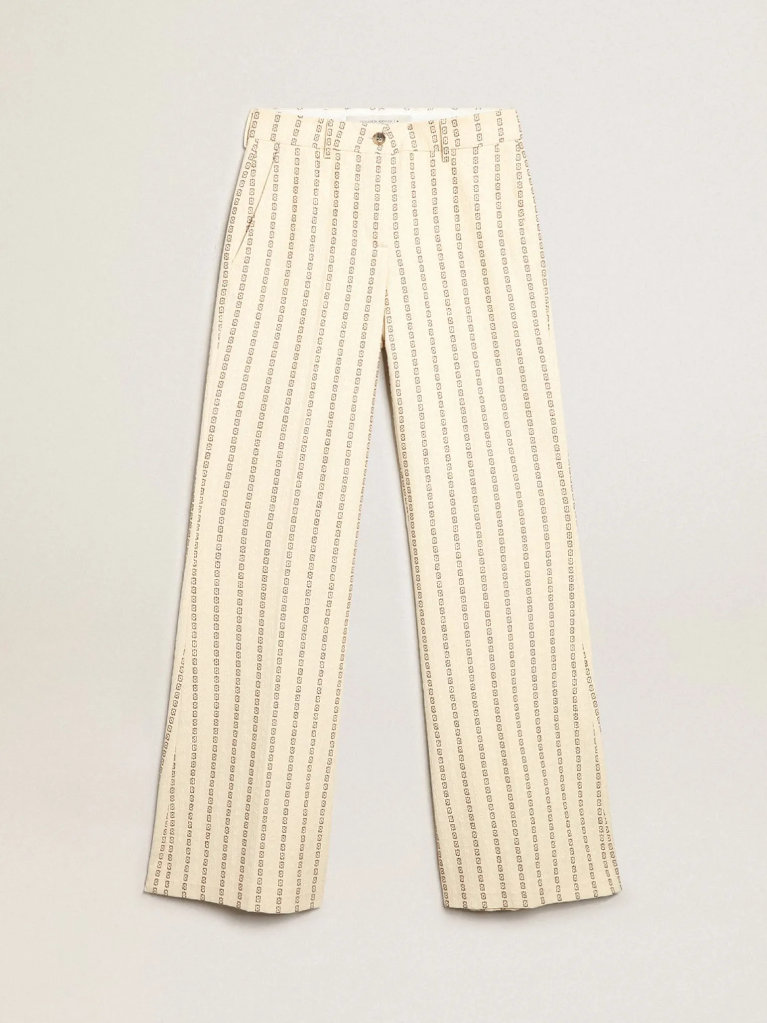 Cheap Calça de algodão na cor creme com estampa jacquard MULHER Jeans e calças