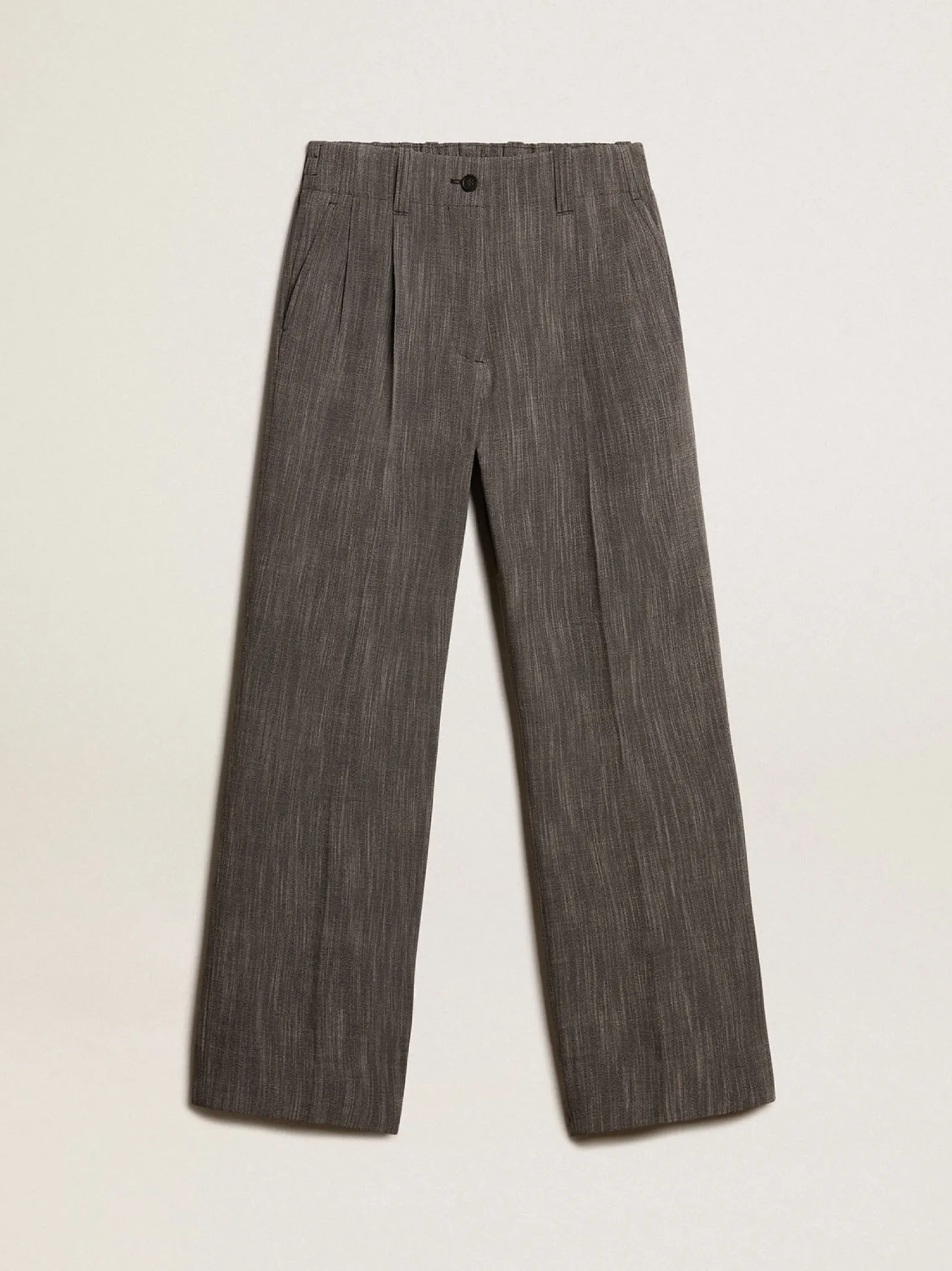 Best Calça de cintura alta feminina em mistura de lã melange cinza MULHER Jeans e calças