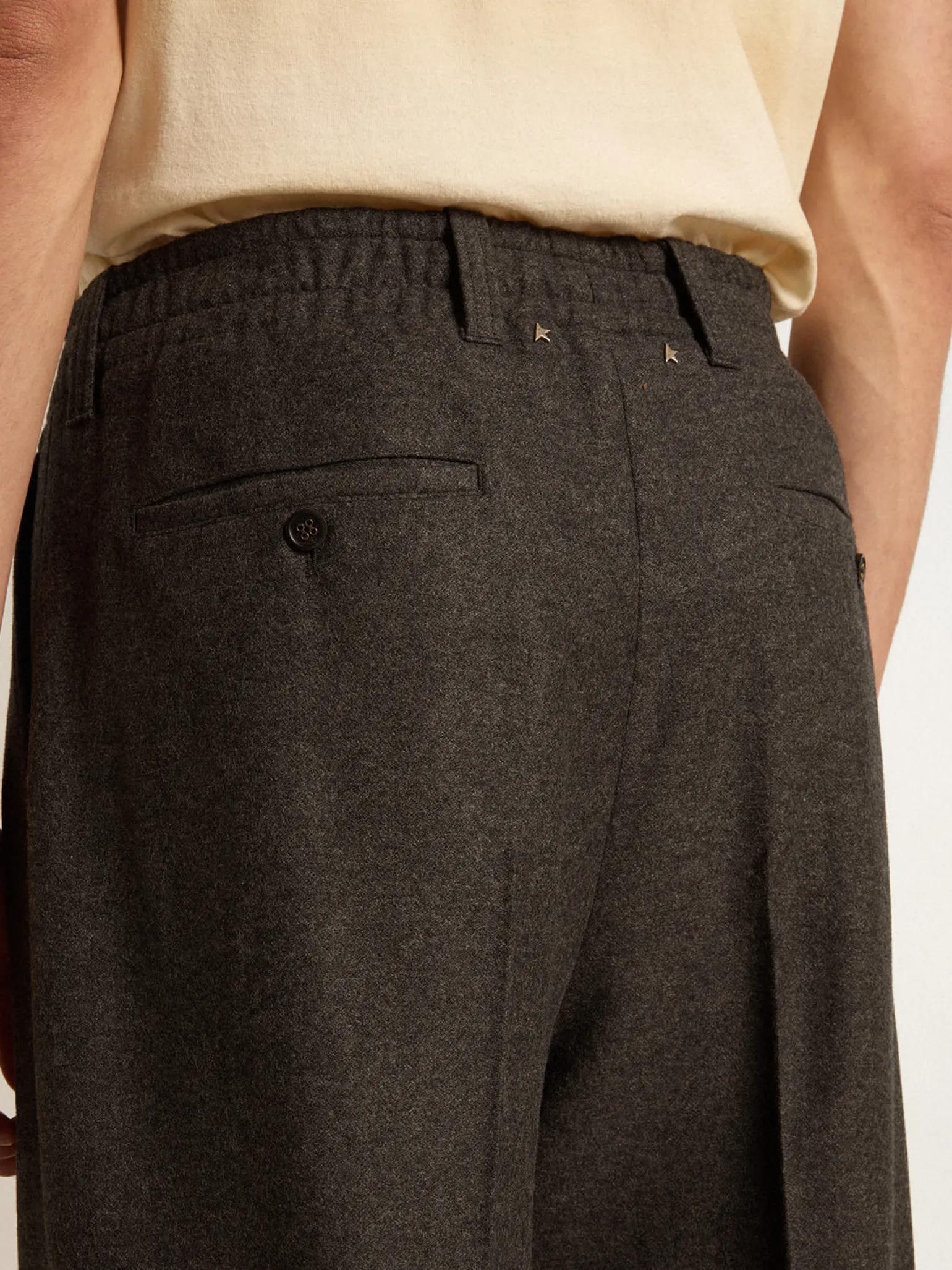 Cheap Calça de flanela de lã cinza escuro Jeans e calças