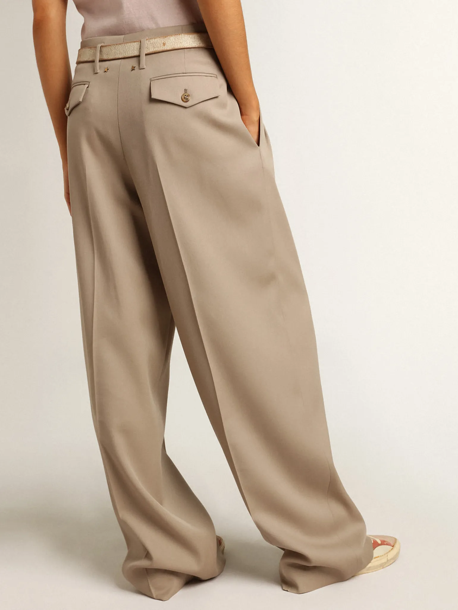Clearance Calça de gabardine de lã cinza MULHER Jeans e calças
