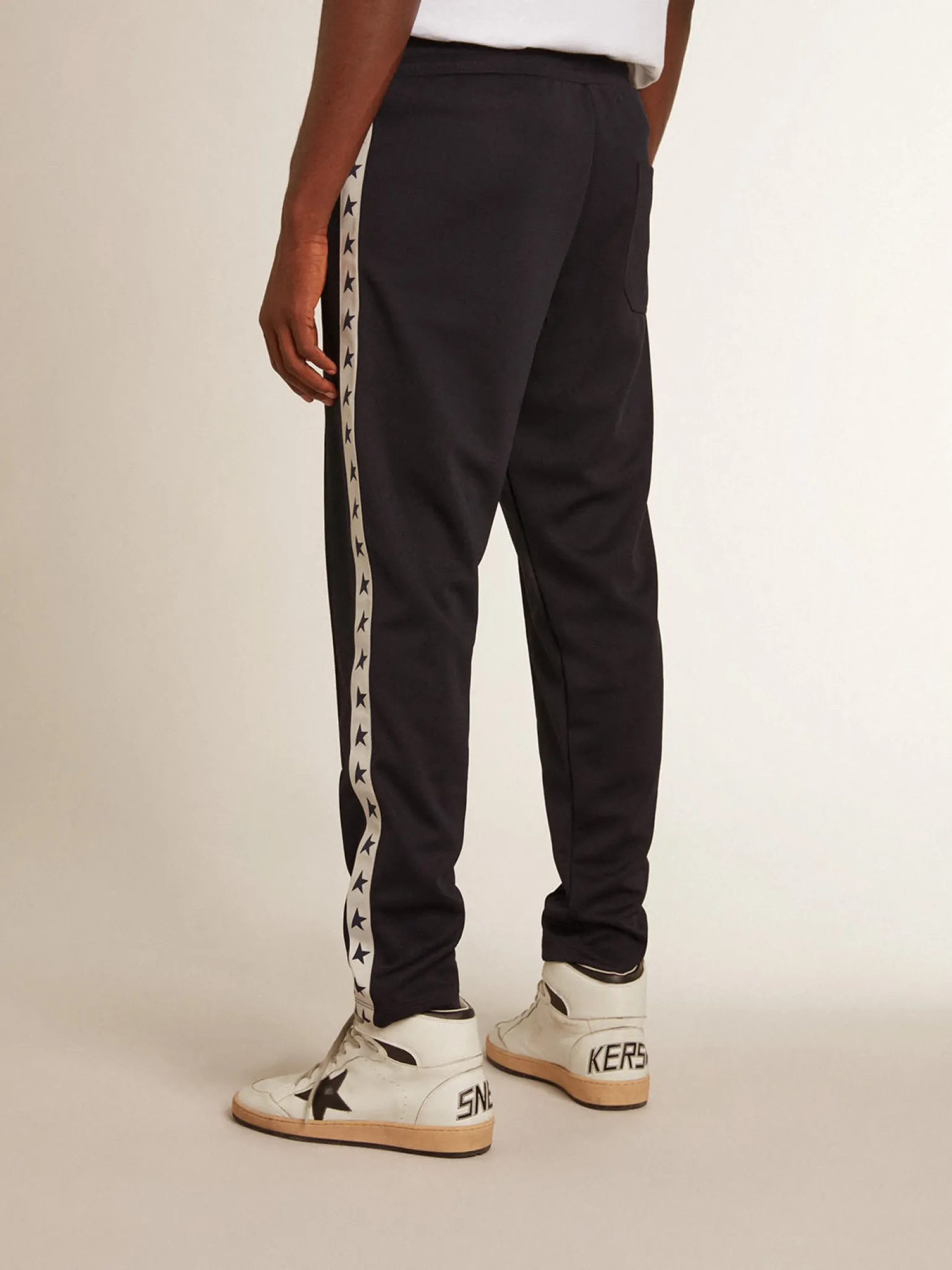Best Sale Calça de jogging azul-escura com fita e estrelas em contraste Jeans e calças
