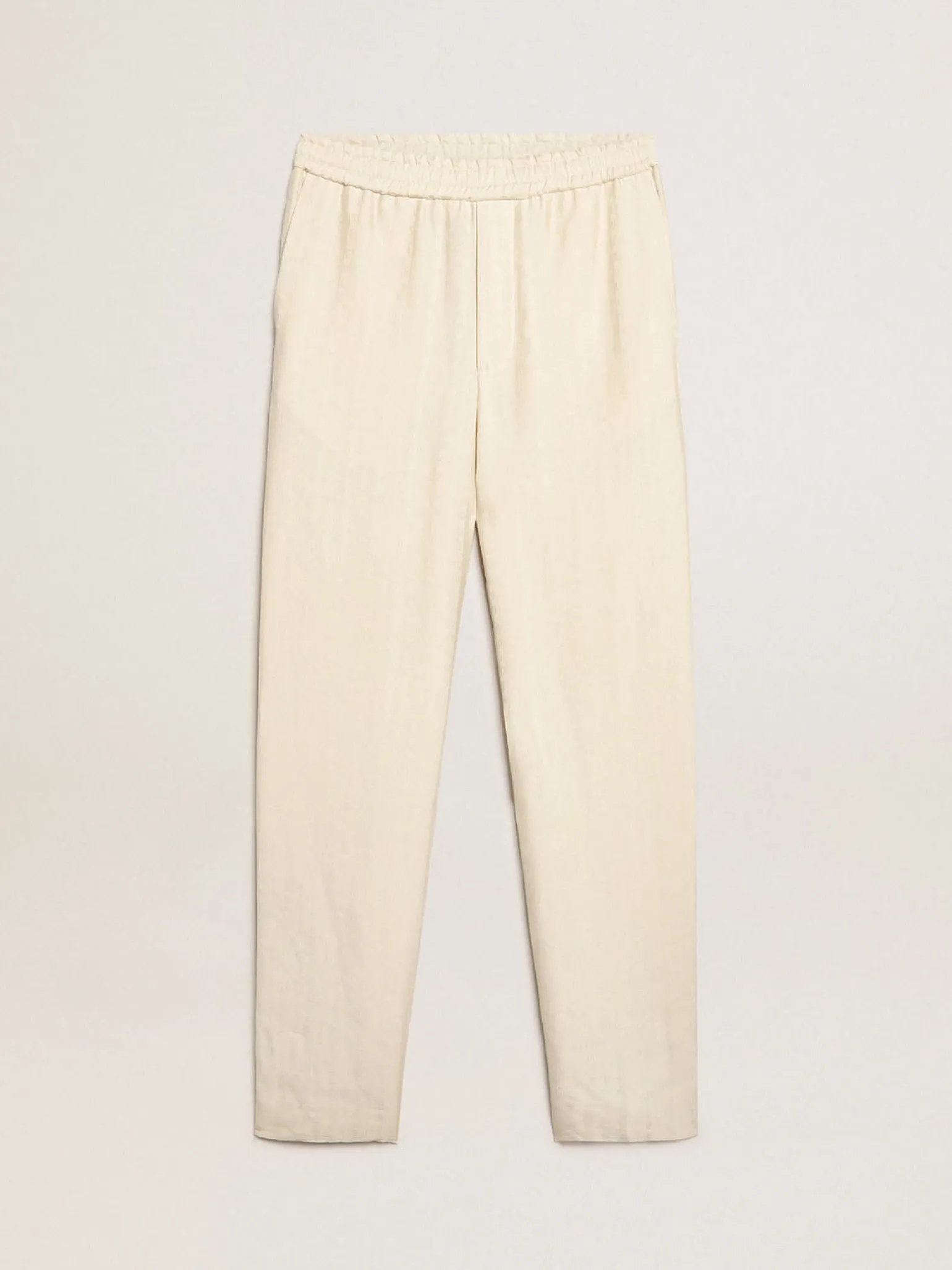 Fashion Calça de jogging de linho cor de pergaminho Jeans e calças