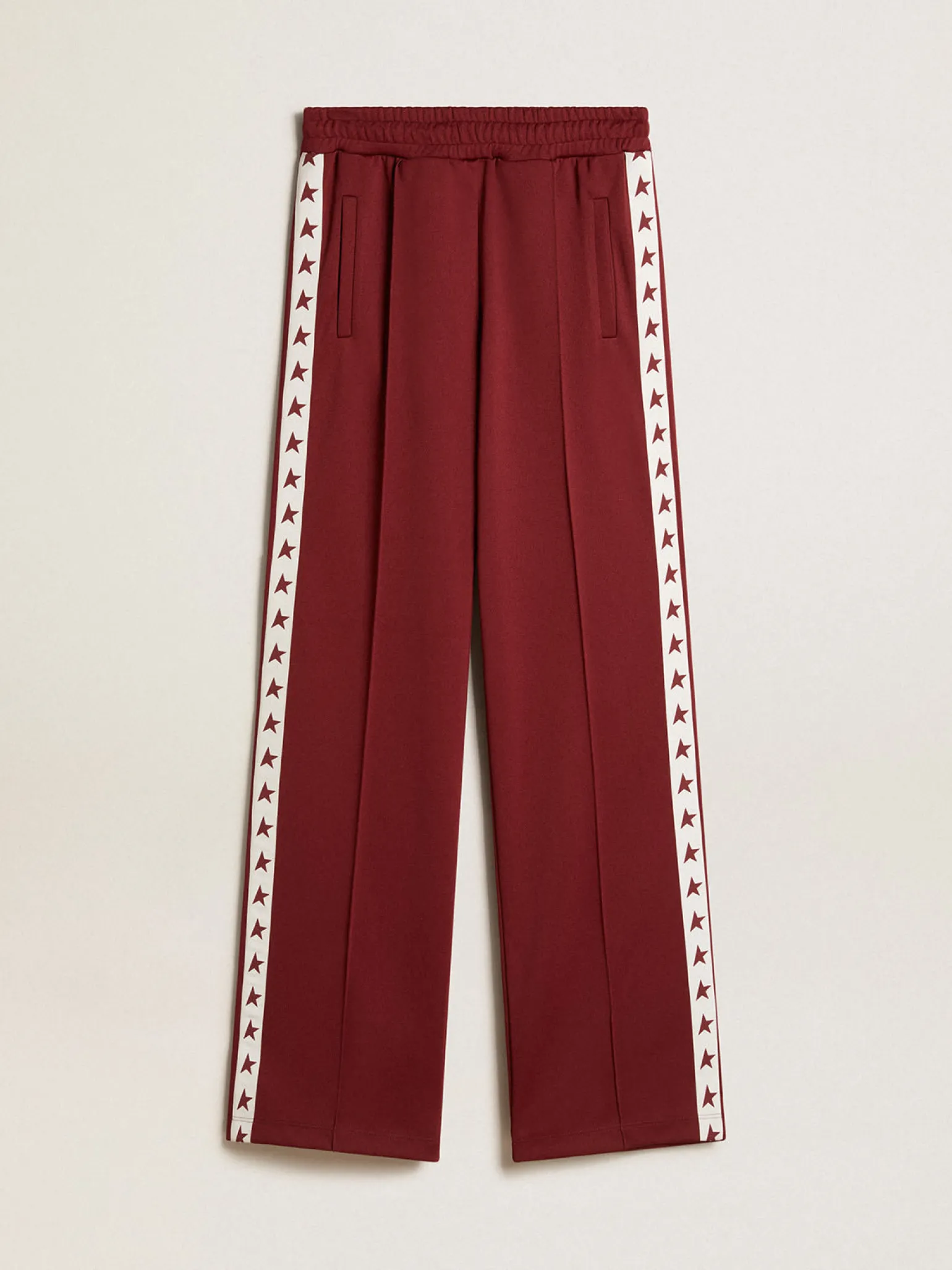 Fashion Calça de jogging feminina bordô com estrelas nas laterais MULHER Jeans e calças
