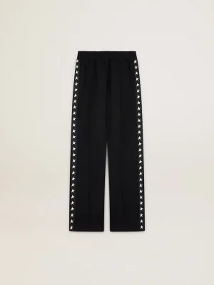 New Calça de jogging feminina preta com estrelas brancas nas laterais MULHER Jeans e calças