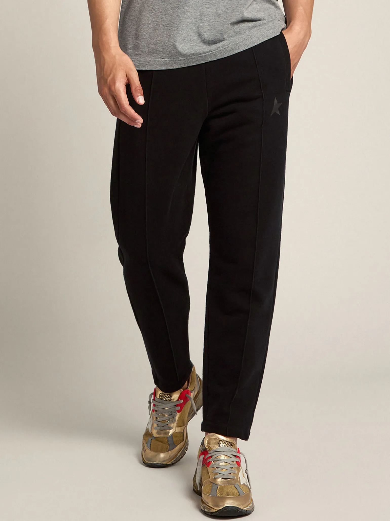 Outlet Calça de jogging masculina preta com estrela na frente Jeans e calças