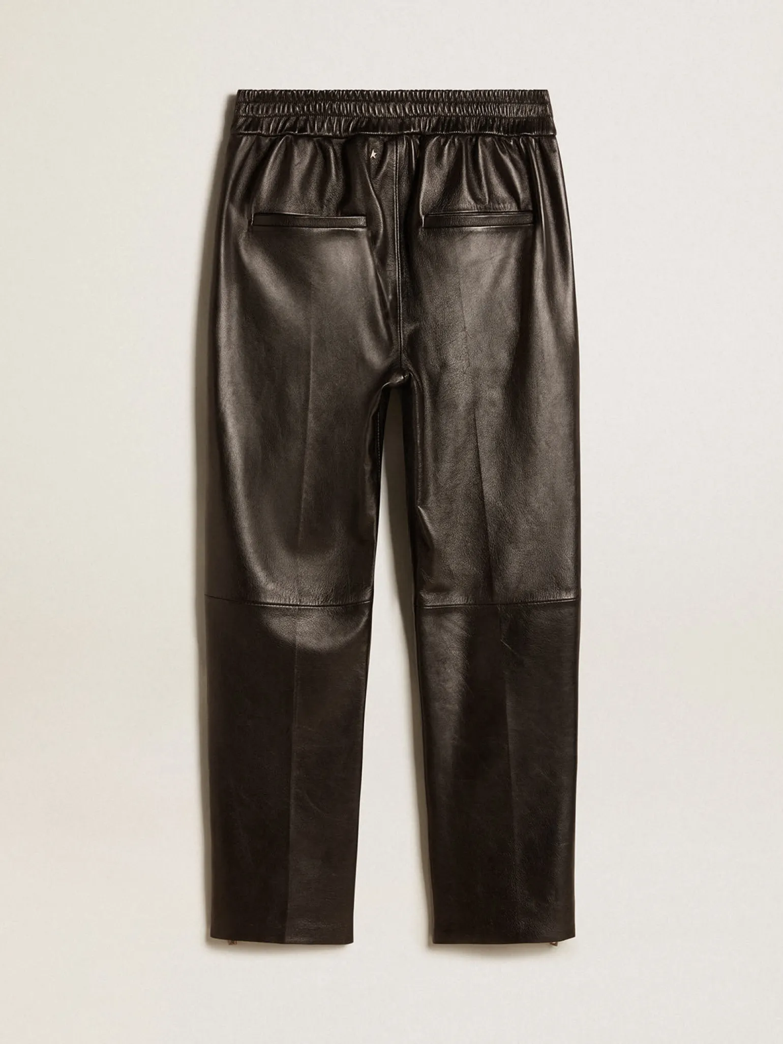 Fashion Calça de jogging preta de napa com zíper no fundo MULHER Jeans e calças