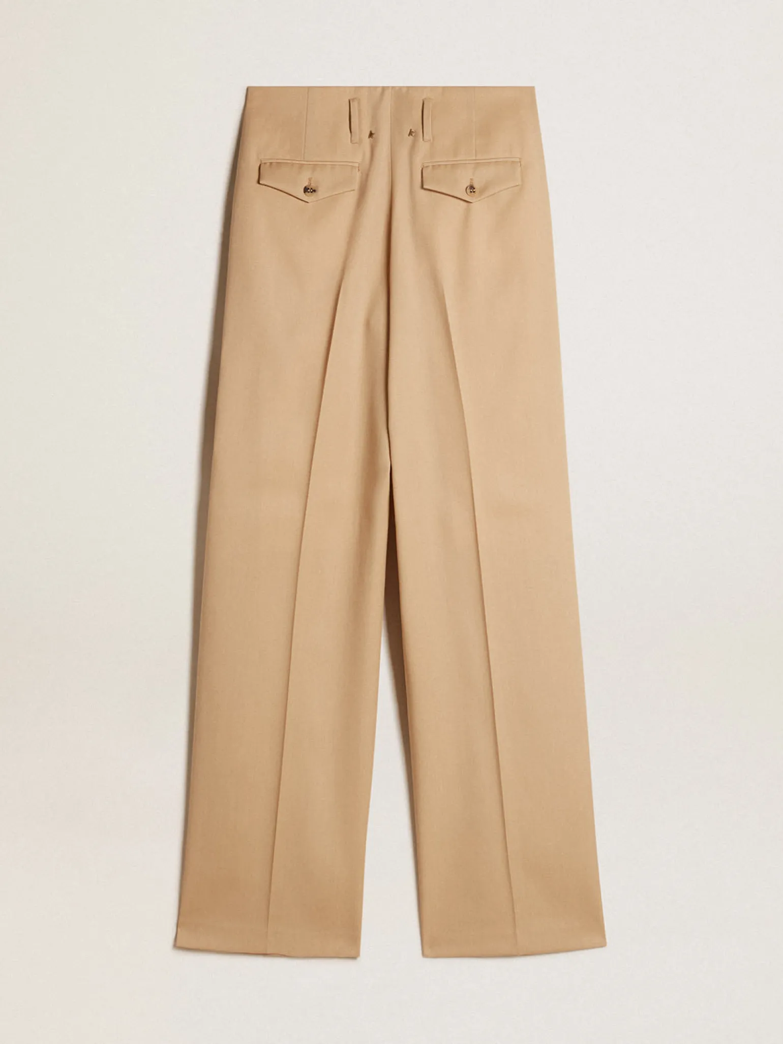 Sale Calça feminina de gabardine de lã cor areia MULHER Jeans e calças
