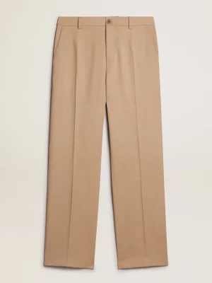 Online Calça masculina de gabardine de lã cor areia Jeans e calças