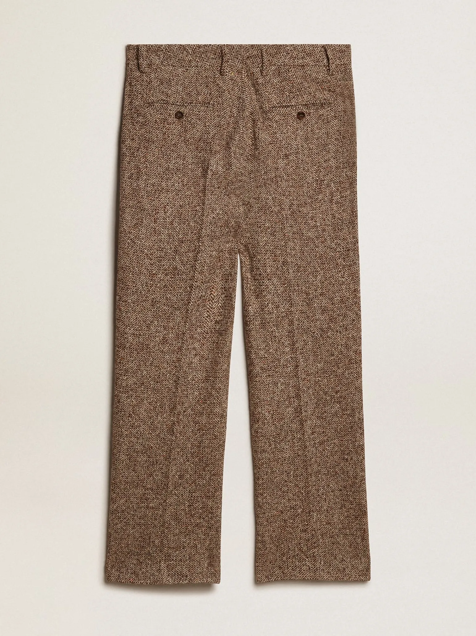 New Calça masculina de misto lã e seda bege e marrom Jeans e calças