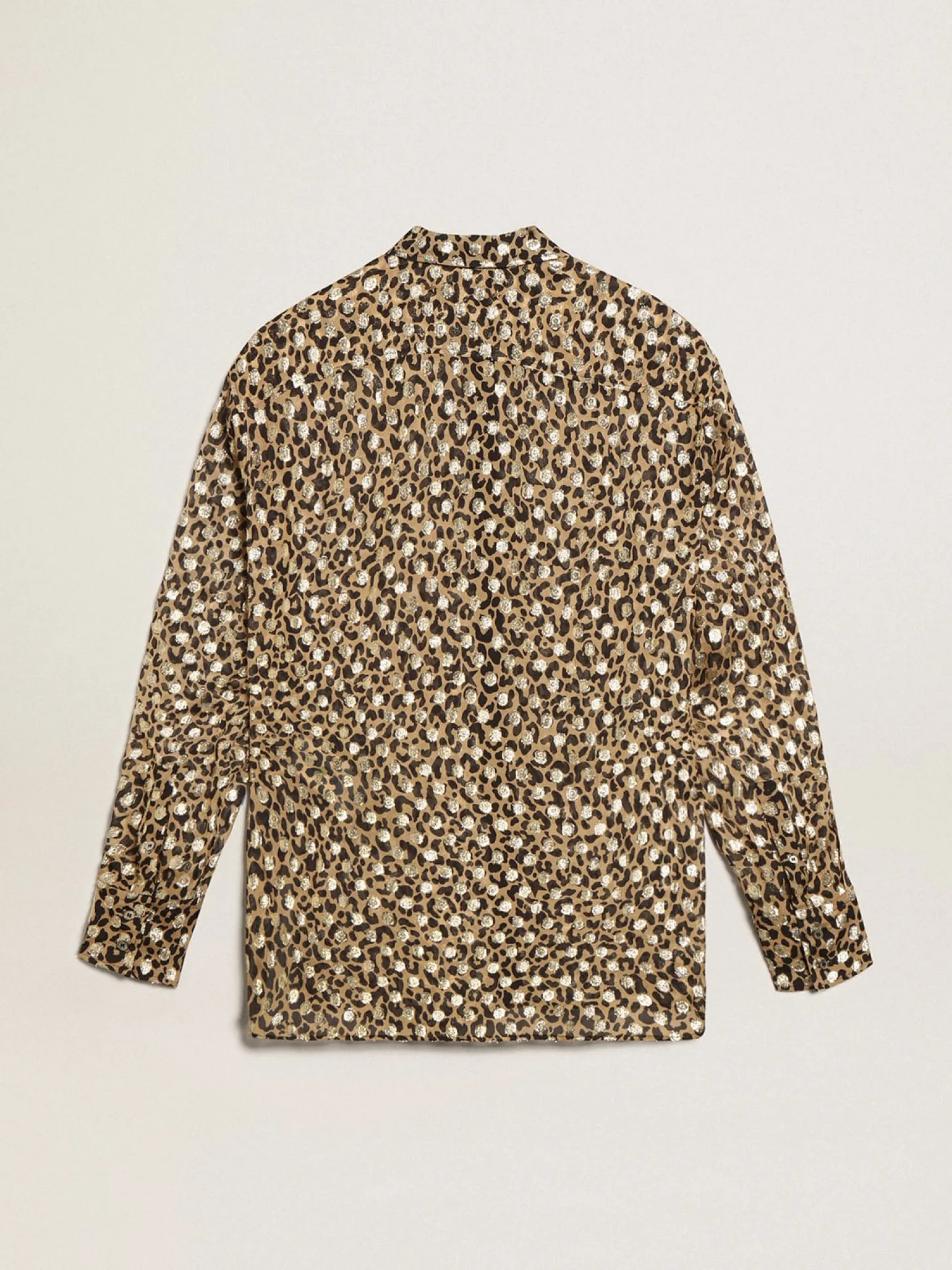 Outlet Camisa boyfriend feminina com estampa animal print e fio coupé dourado MULHER Camisas