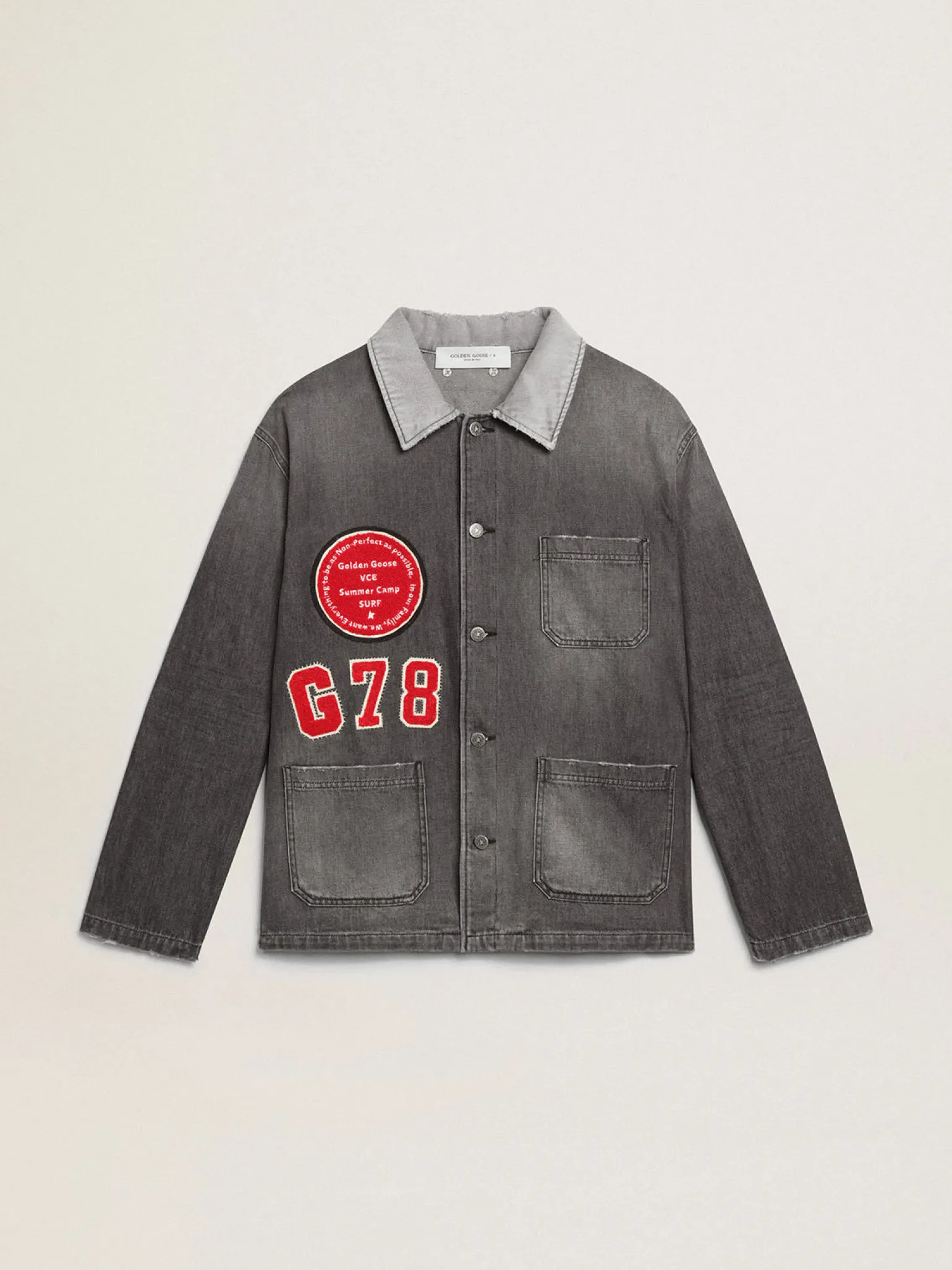 Flash Sale Camisa jeans preta com patch Camisas