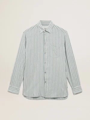 Outlet Camisa masculina listrada de viscose Camisas