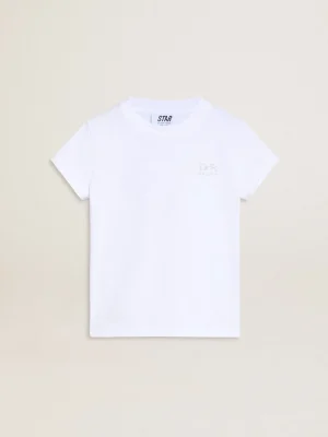 Best Sale Camiseta branca e prateada com logo e maxi estrela de glitter prateado Roupas de cima (4-12 years)