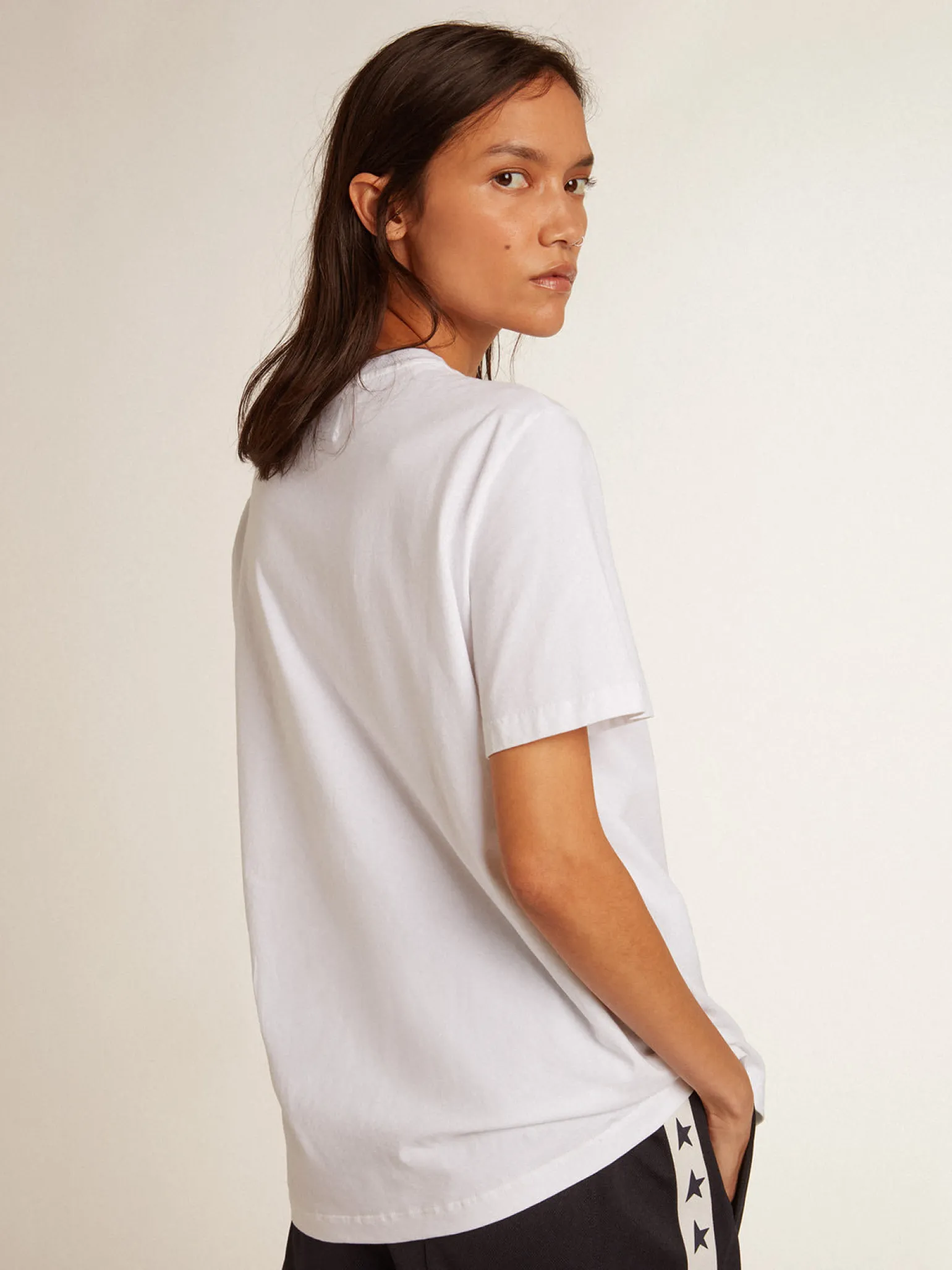 Best Sale Camiseta branca feminina com estrela azul-escura na frente MULHER Beachwear | Camisetas