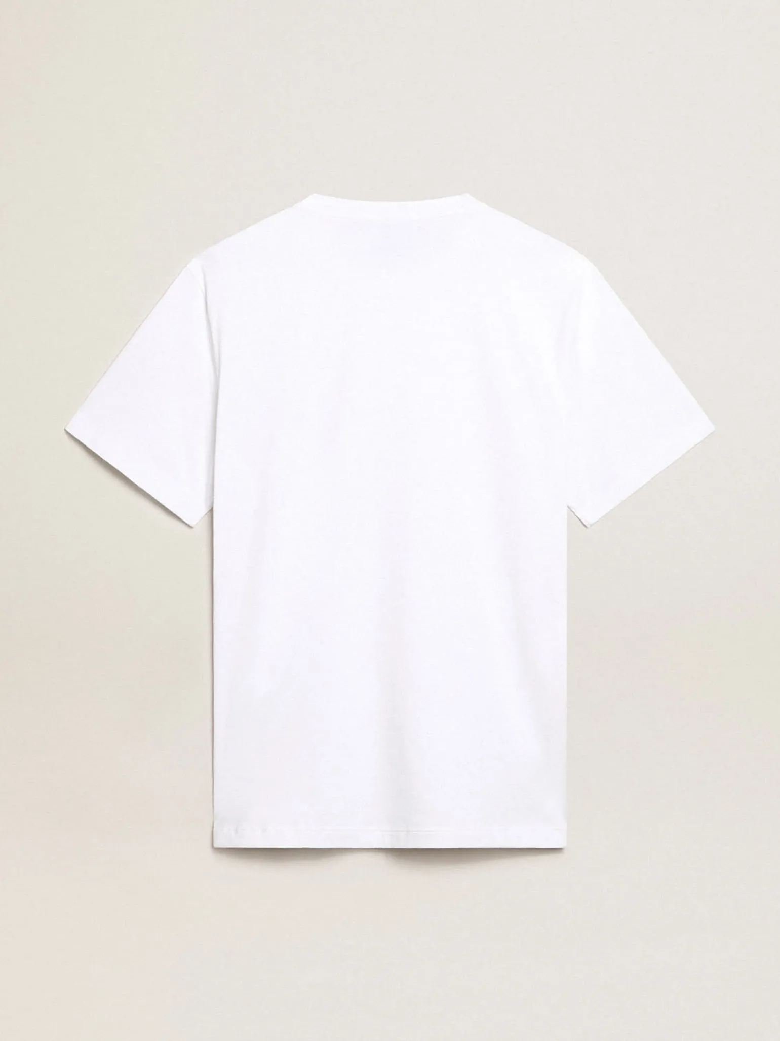 Discount Camiseta branca masculina com estrela azul-escura na frente Camisetas