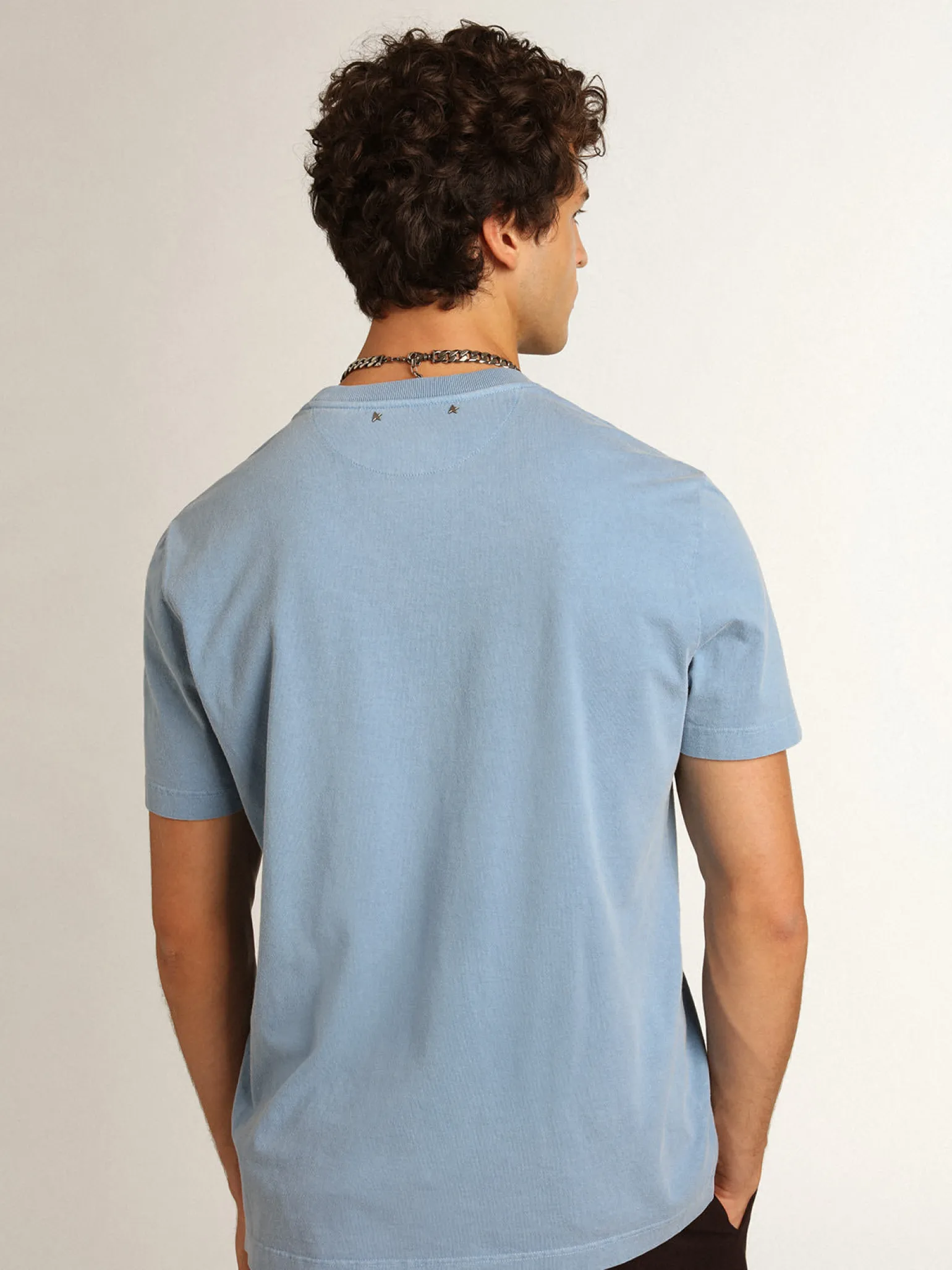 Fashion Camiseta feminina azul-porto com estampa na frente Camisetas