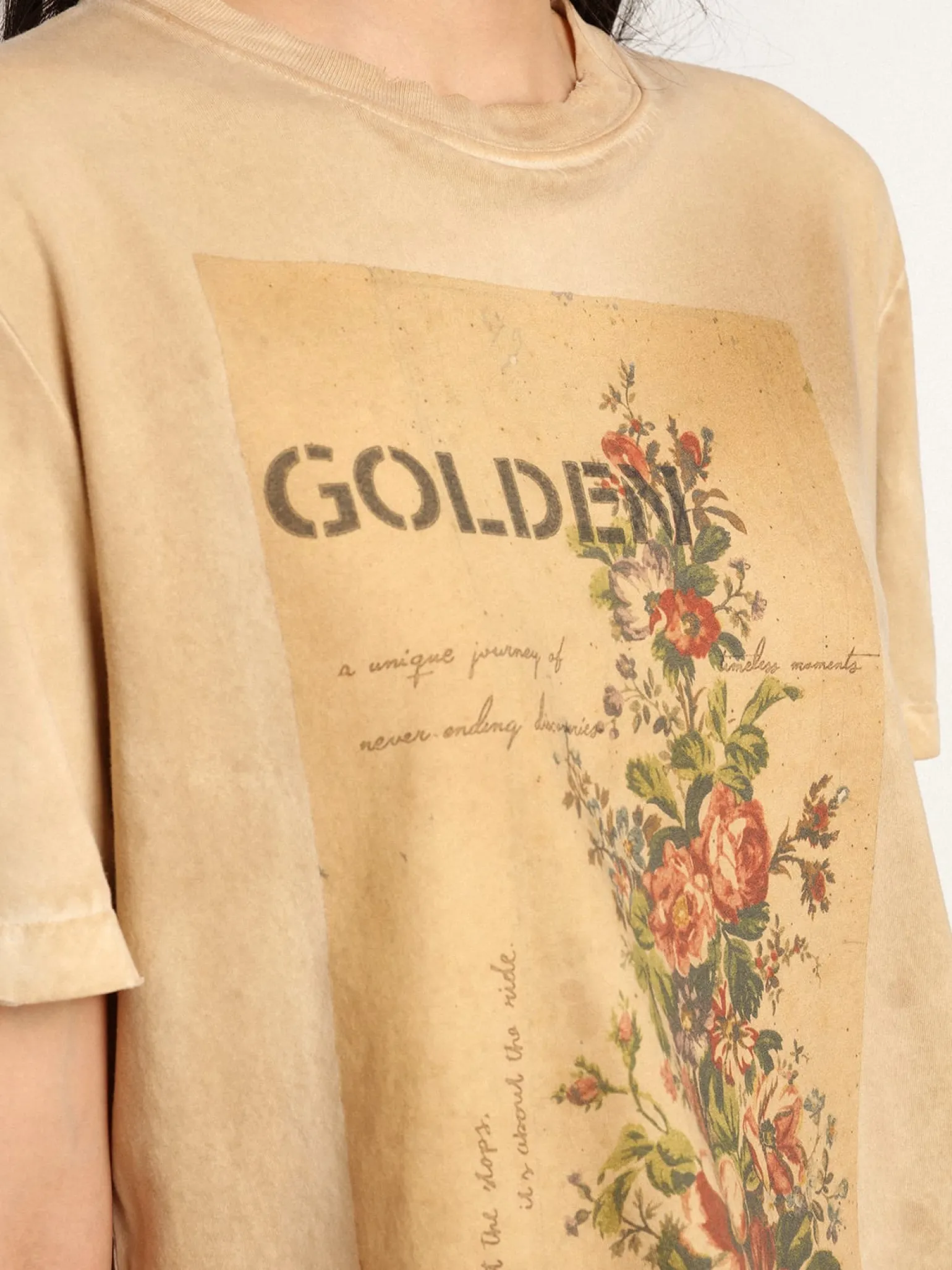 Best Sale Camiseta feminina marfim com estampa floral MULHER Camisetas