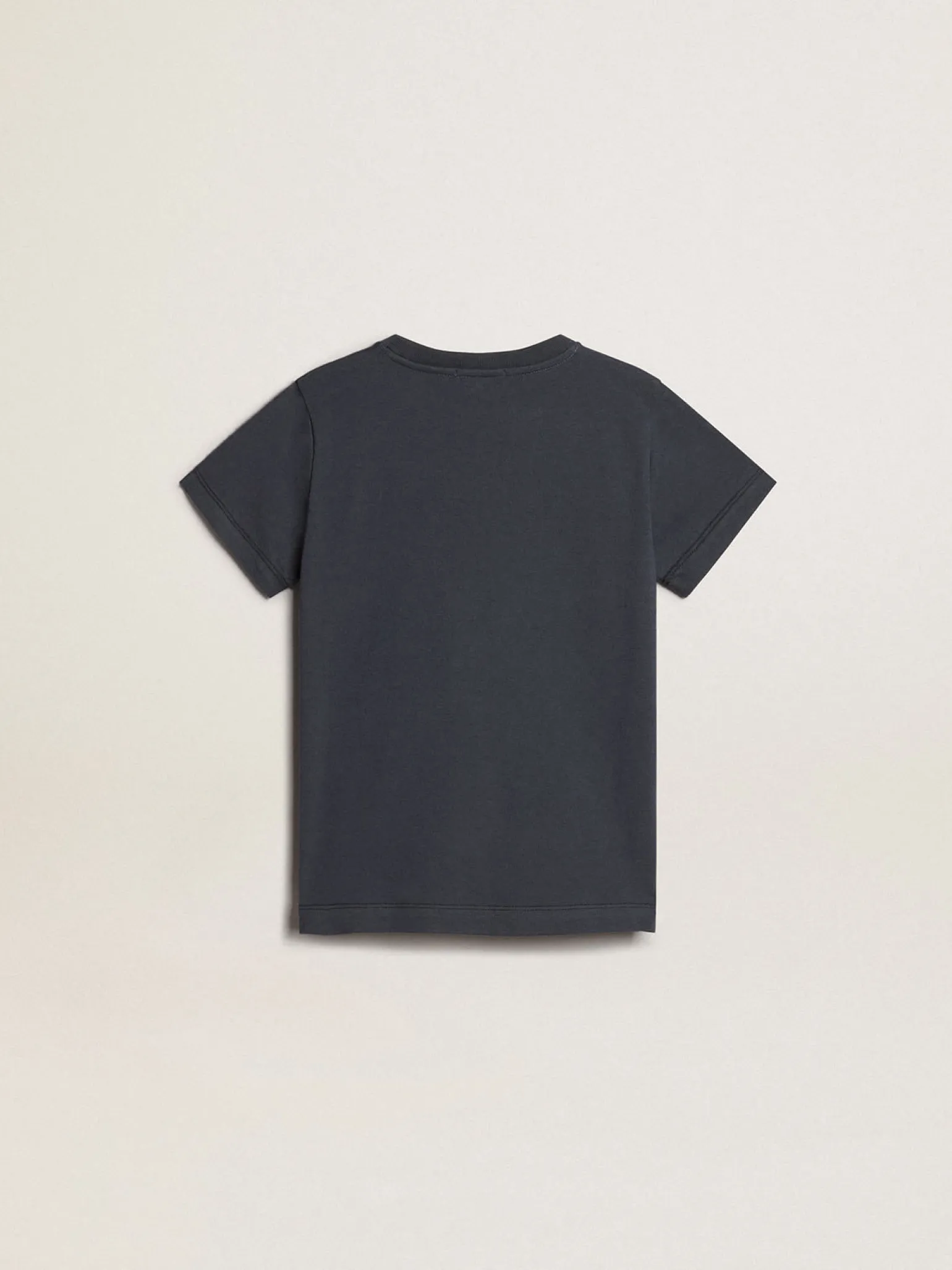 Outlet Camiseta infantil masculina de algodão azul-escuro com estampa no centro Roupas de cima (4-12 years)